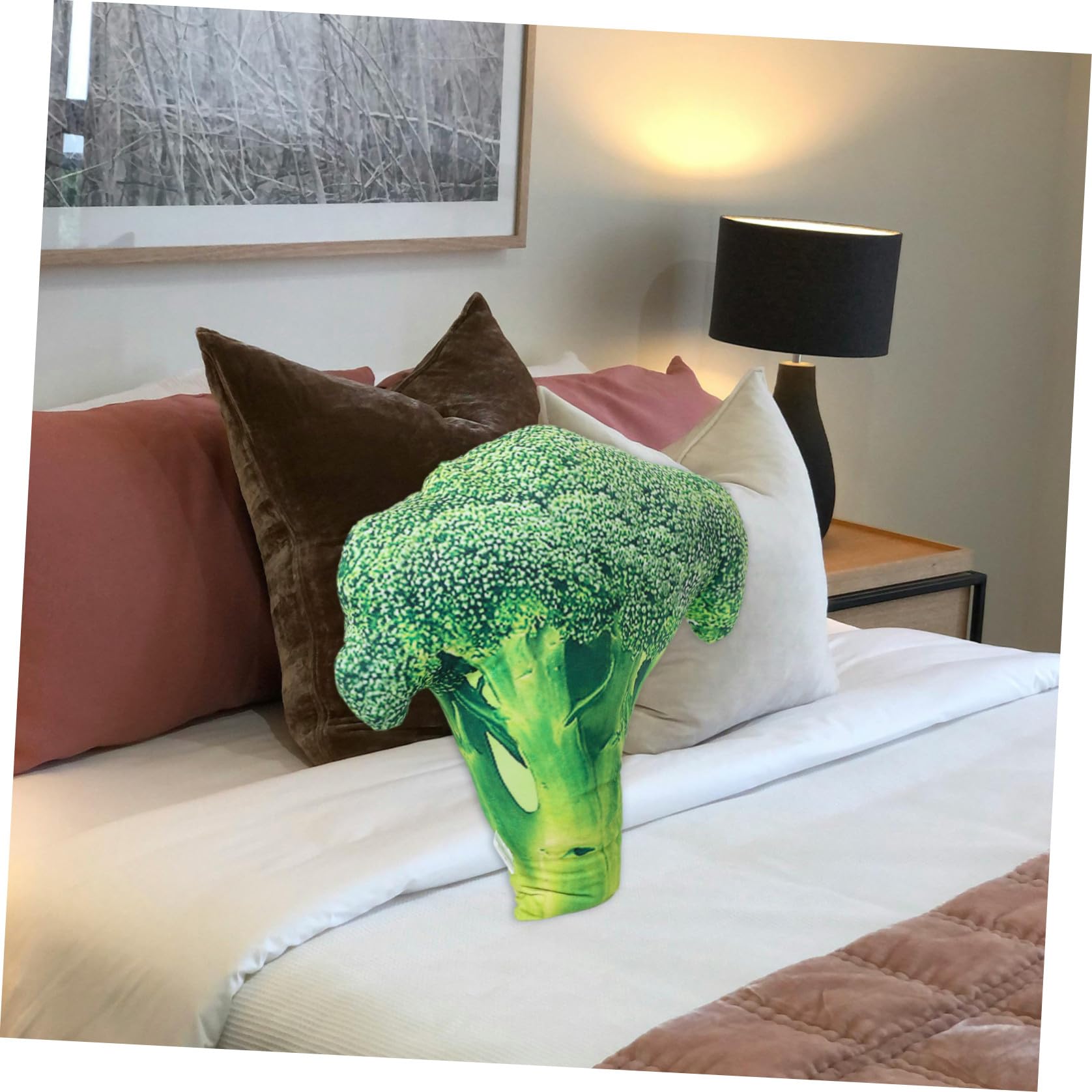 FRCOLOR Realistisches Gemüsedekorkissen Baumwolle Plüschkissen Pp aus Brokkoli Gemüse Weiches Grünes Dekokissen Kuscheliges fürs Sofa Zuhause und Kinder