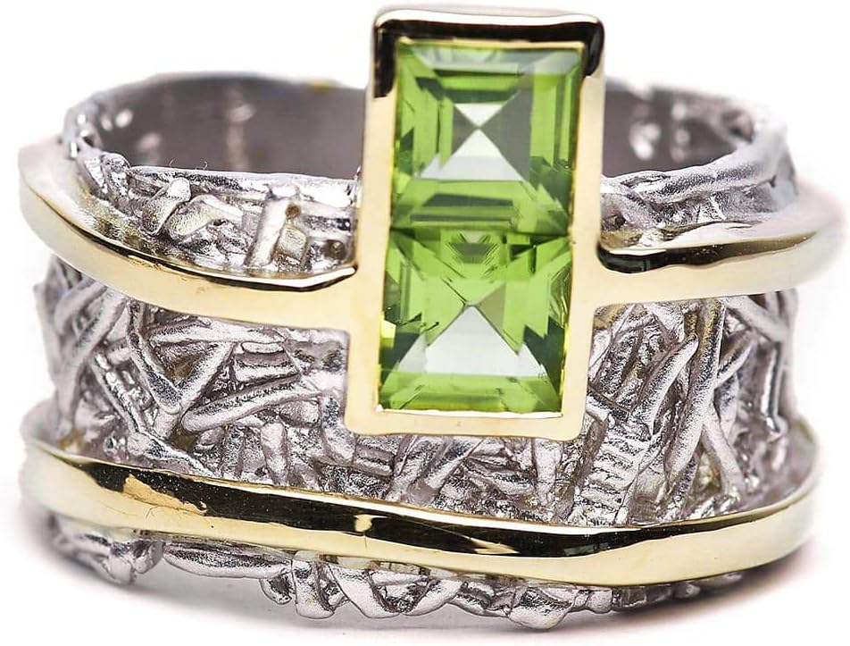 german kabirski Green Peridot Ring | Handmade 925 Sterling Silver, Gold & White Rhodium Plated | Statement Jewelry for Women | Birthstone Ring, Unique Design german kabirski Green Peridot Ring | Handmade 925 Sterling Silver, Gold & White Rhodium Plated | Statement Jewelry for Women | Birthstone Ring, Unique Design