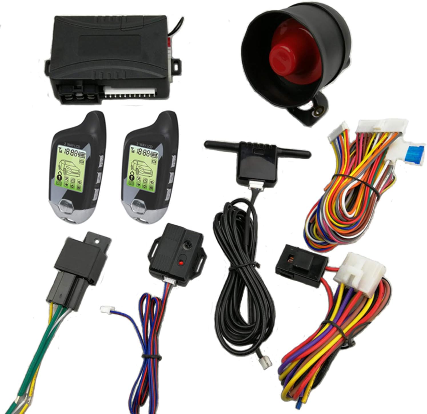 CarBest Vehicle Security Paging Car Alarm 2 Way LCD Sensor Remote Engine Start System Kit Automatic | Car Burglar Alarm System