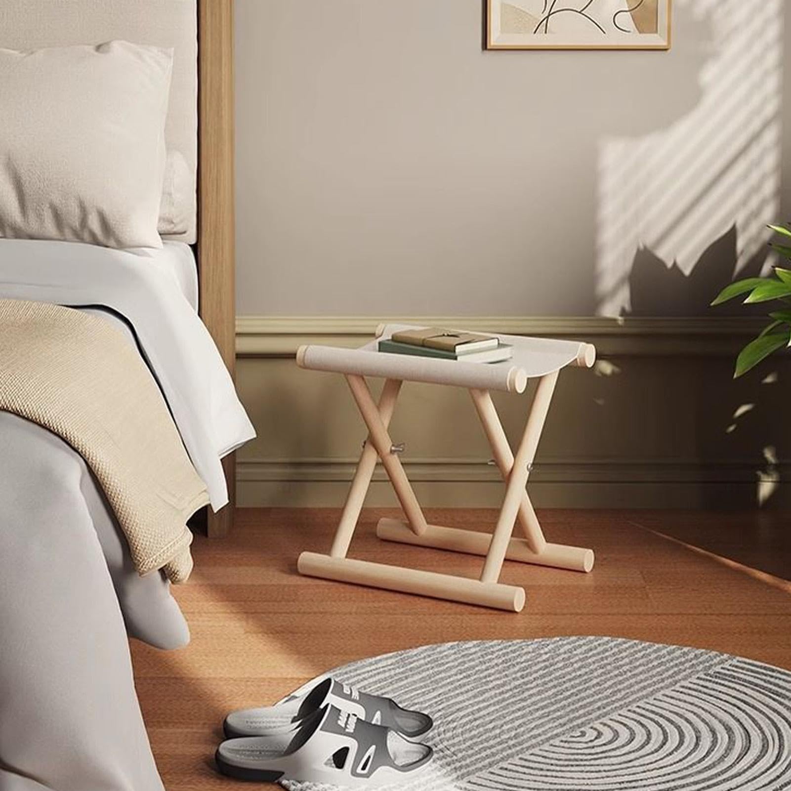 Taburete Plegable Portátil - Silla De Asiento Plegable De Madera Maciza, Solución De Asiento De Muebles Compactos Y Duraderos | Uso Doméstico Multiusos Para Sala De Estar, Dormitorio, Cocina, Baño, Co