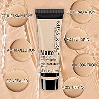 Vista 6 de 2 Pcs Matte Oil Free Concealer Makeup Foundation Cream, Professional Make-up Base Facial Matte Full Coverage Liquid Tattoo Concealer Hide Foundation