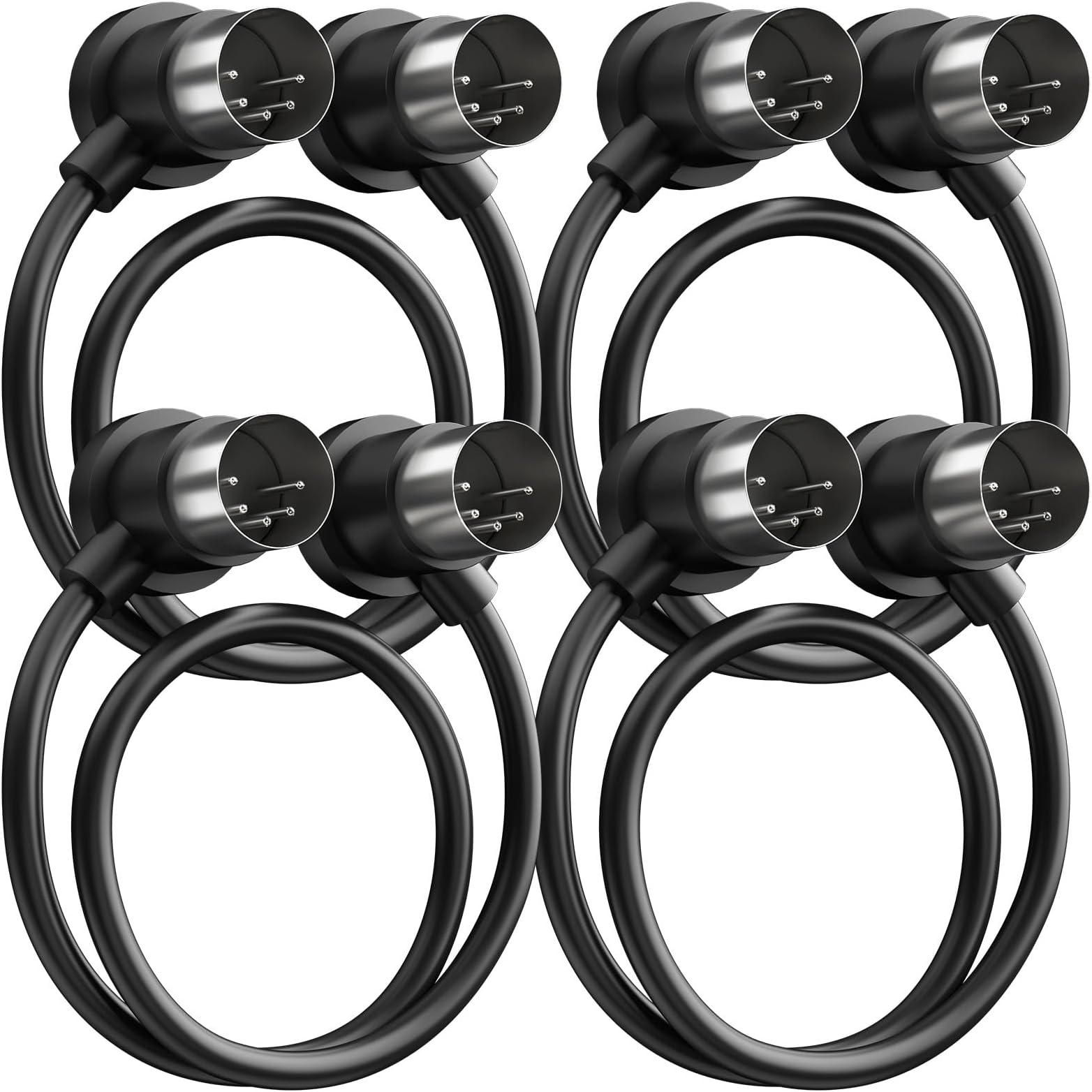 4 Pack Premium Right Angle MIDI Cable 2FT, Low Profile for Saving Space MIDI Cables, Stable & Fast Transmission and Long-Lasting 5 Pin Din Cable, Ideal for MIDI Interface, Keyboard, Pedal Board