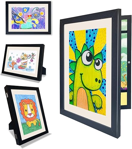 Marcos de arte para niños de 13 x 9.5 pulgadas con apertura frontal, marcos de arte para niños, marco de almacenamiento para pared, capacidad para