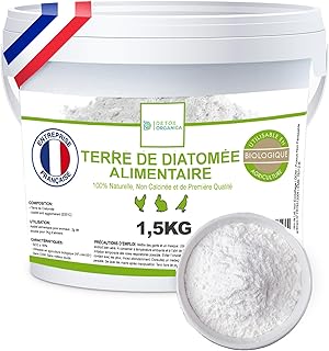 DETOX ORGANICA Terre de Diatomée Alimentaire – Anti fourmis, Répulsif chat extérieur, Anti limaces et escargots, Anti puces chat et chien, Vermifuge - 1,5kg Poudre Diatomée Blanche Non Calcinée