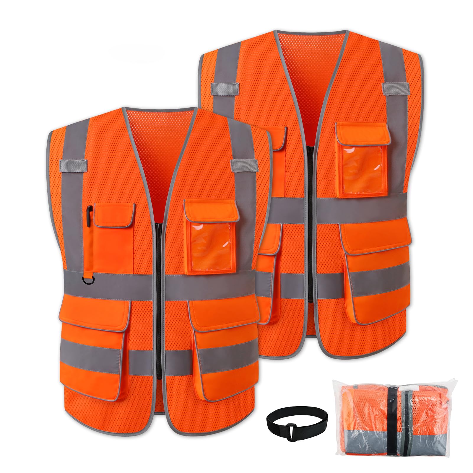 High Visibility Safety Vest 2-Pack - Reflective Vest, Construction, Work, Road Safety - ANSI Certified