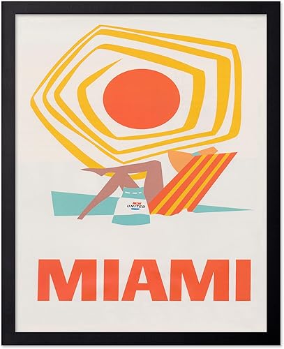 Poster Master Póster de viaje vintage, impresión retro de Miami, arte de Florida, regalo elegante para hombres, mujeres, amantes de los viajes,