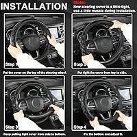 Vista 5 de Funda para Volante GIANT PANDA para Toyota, Funda para Volante de Coche Auto para Toyota Highlander Rav4 Corolla Camry, Tamaño Estándar - Negro