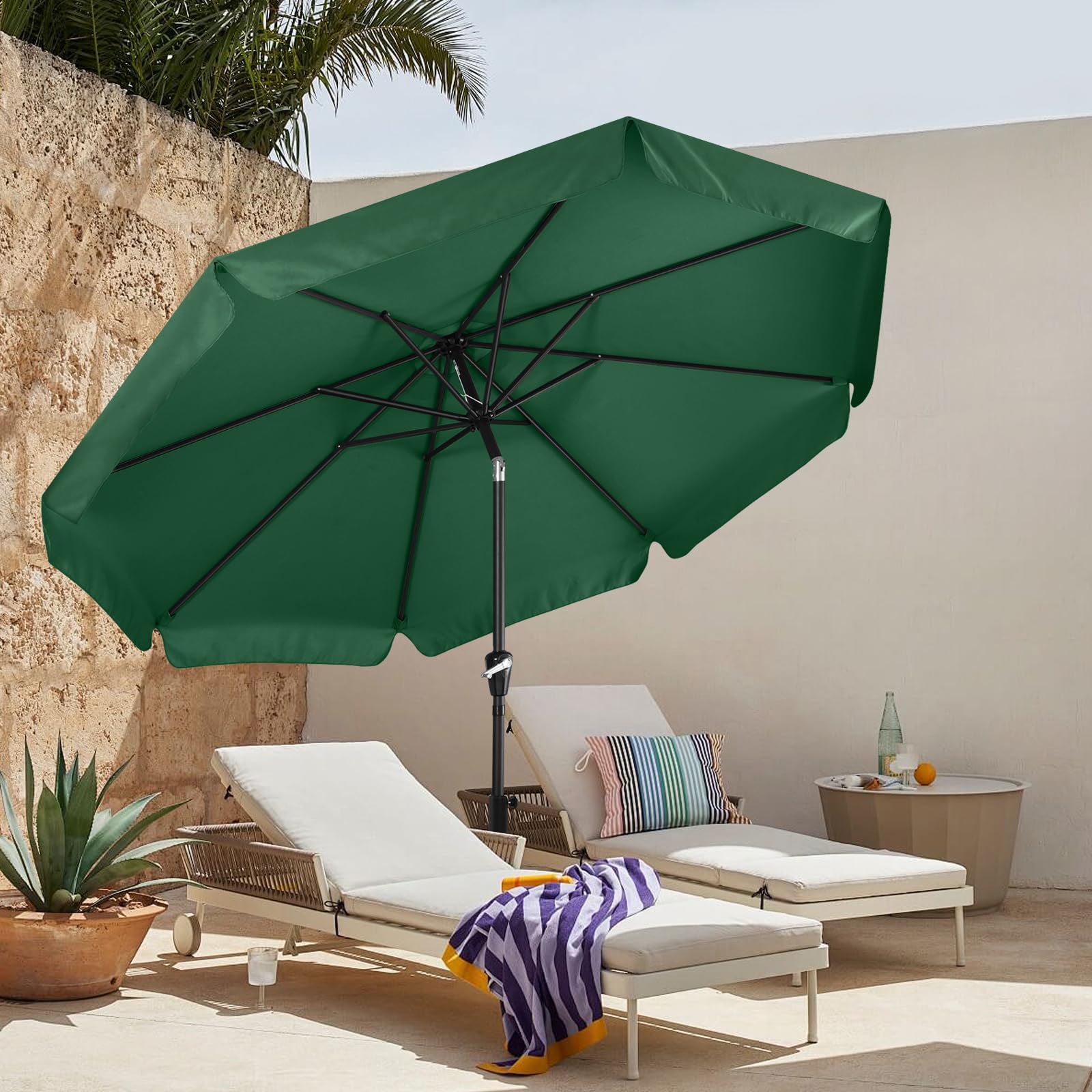 Outsunny Parasol Déporté Carré Double Toit Inclinable Pivotant Manivelle En Aluminium Protection Solaire 3 X 3 X 2,66 M Kaki