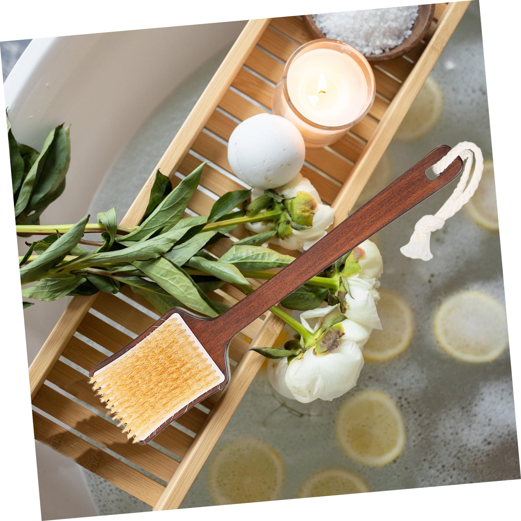 Cepillo de Ducha para Espalda con Mango de Madera y Cerdas de Pelo de Cerdo Exfoliante para Baño y Masaje Corporal para Hombres
