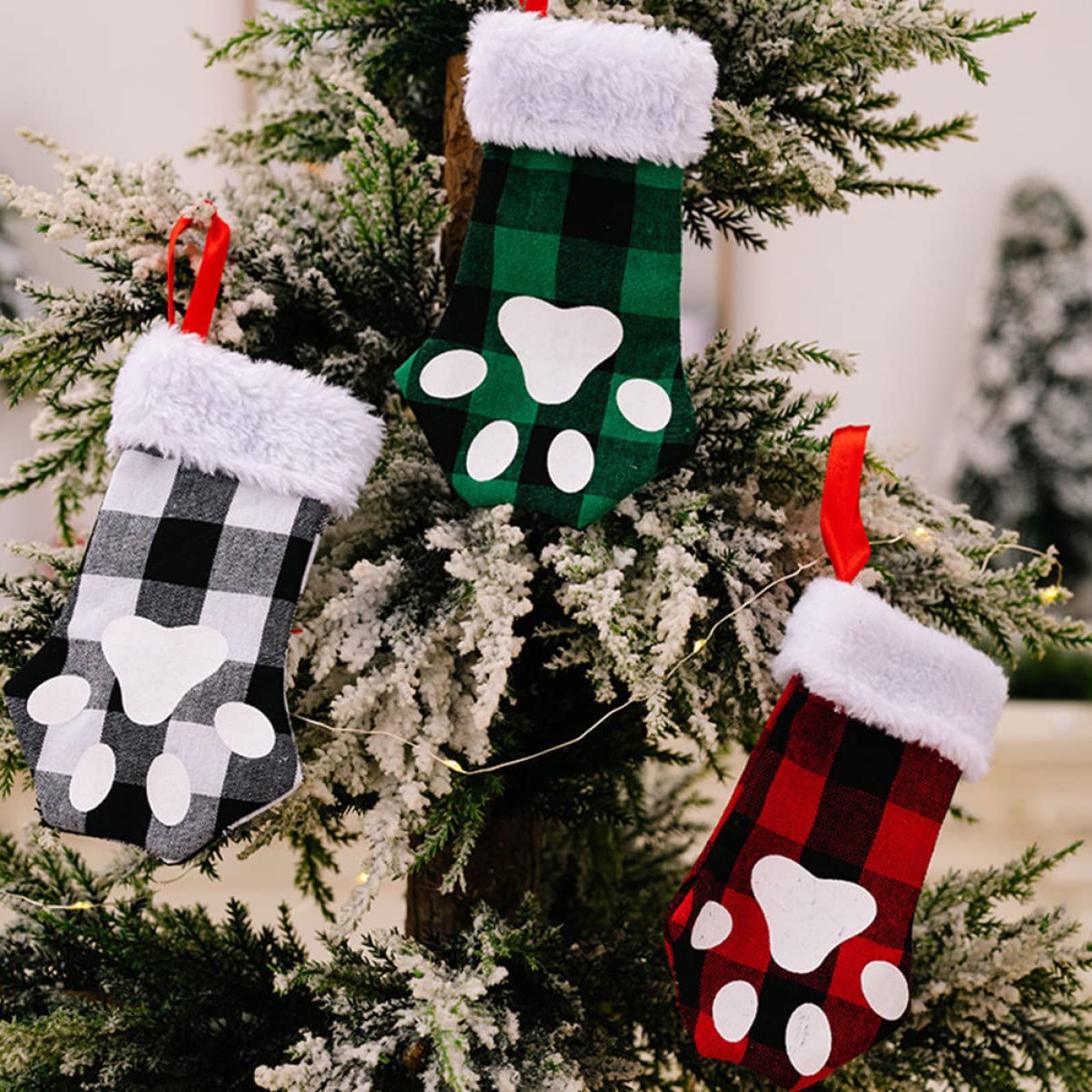 PRETYZOOM 5 Set Calza di Natale Artiglio di Gatto Giocattoli Gatto Natale Decorazione Albero Natale Decorazione Natale Albero Sacchetto Calza di Natale Decorazione Natalizia 3 Pezzi*5