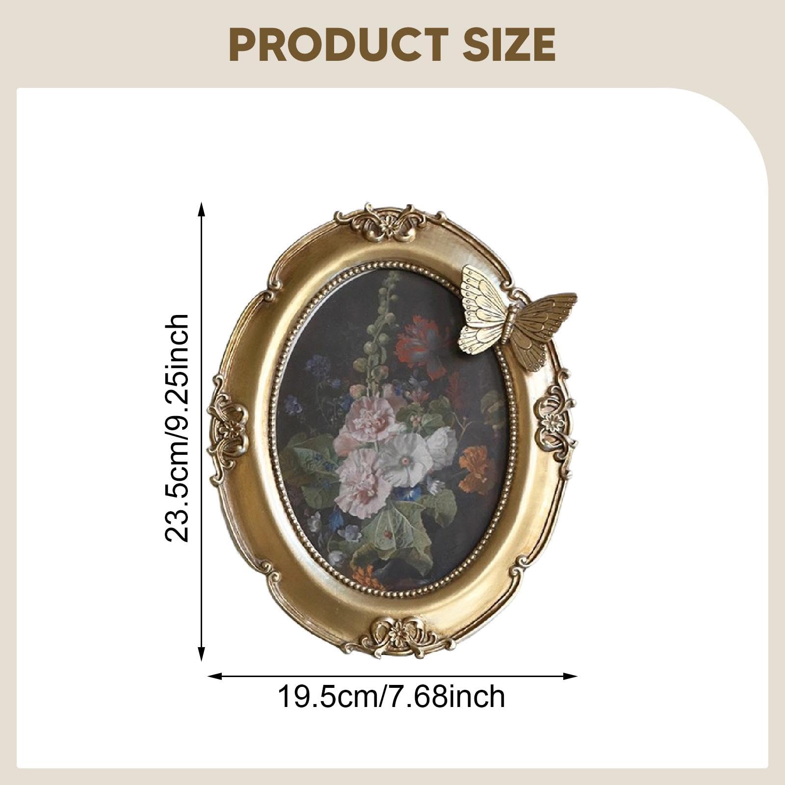 Cadre Photo Ovale Vintage, Support Mural Ou de Table pour Affiches, Cadre Photo En Résine, or