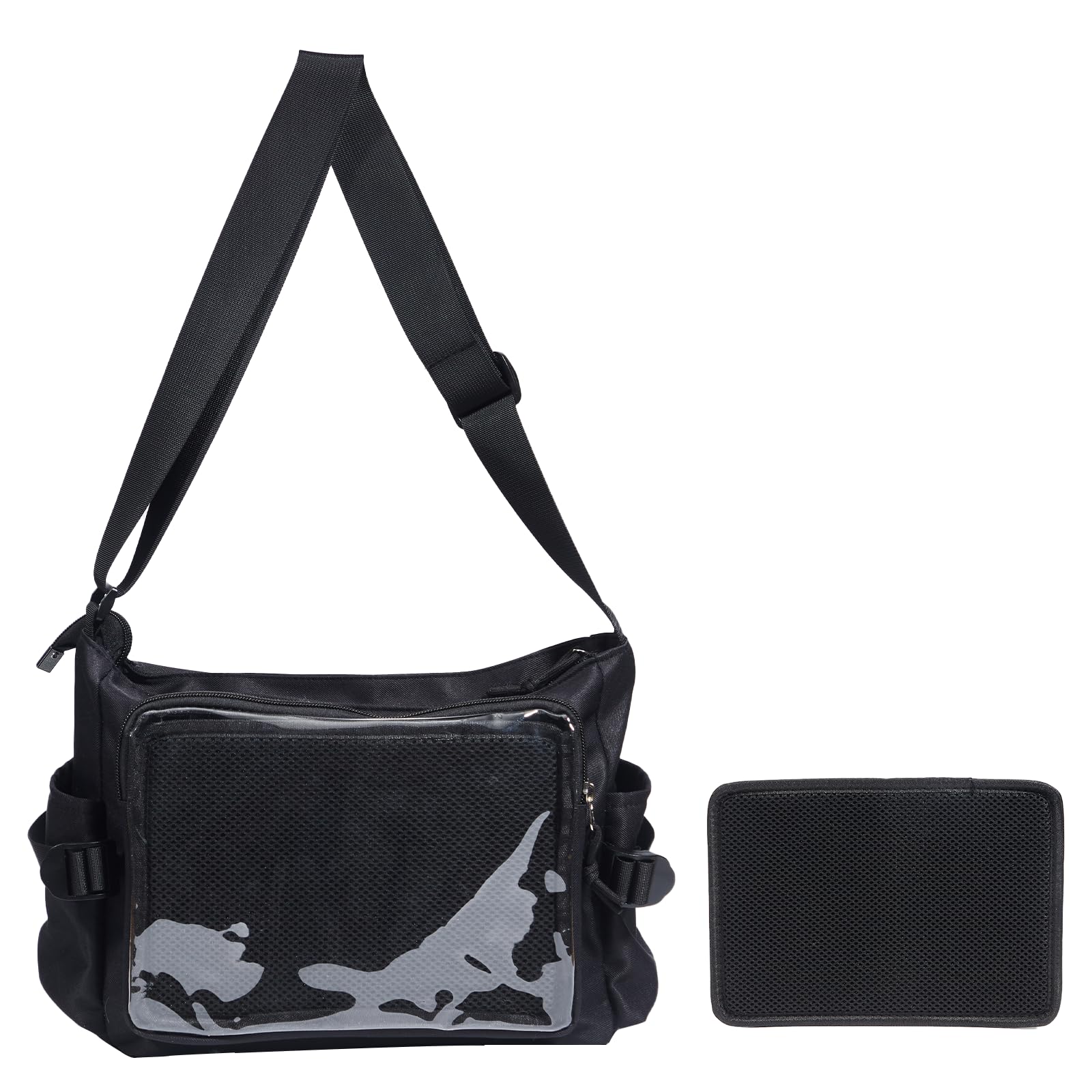 ZingZaak Ita Bag Crossbody, Ita Messenger Bag,Pin Purse,Shoulder Bag,Y2K Pin Display Bag with Insert, Nylon