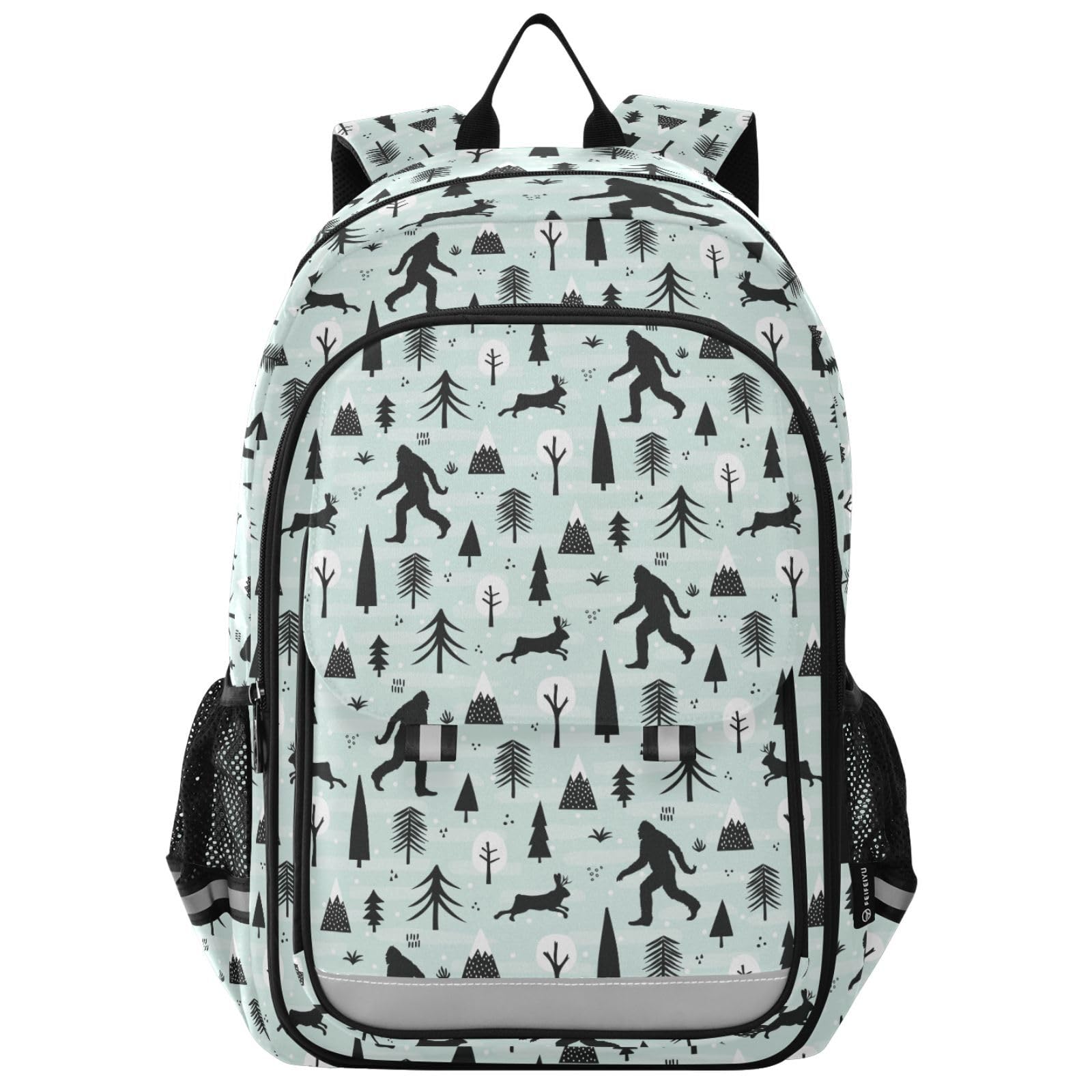 Kids Backpack for Boys Girls Bookbags Elementary Backpack Bigfoot Jackalope School Bags Travel Daypack Lightweight Waterproof with Reflective