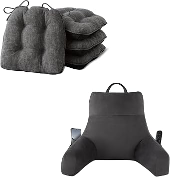 IPYNBAP 18inch Reading Pillow and Chair Cushions Set of 4 15.5x15.5x4, Gray