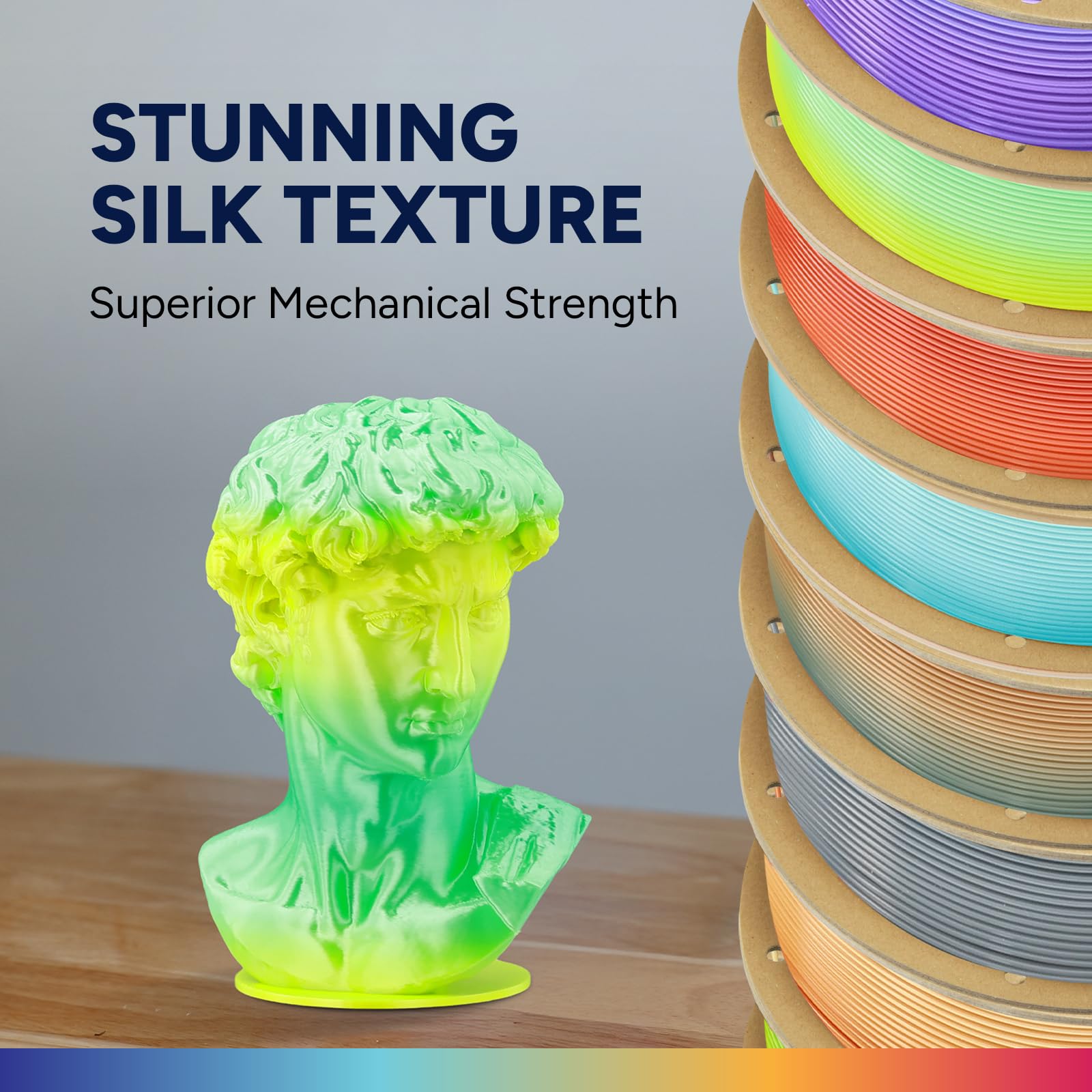 OVERTURE Silk PLA filament 1,75 mm, 1 kg, filament do drukarki 3D, jedwabny filament PLA, dokładność pomiaru +/- 0,03 mm (Silk Lime Surge)