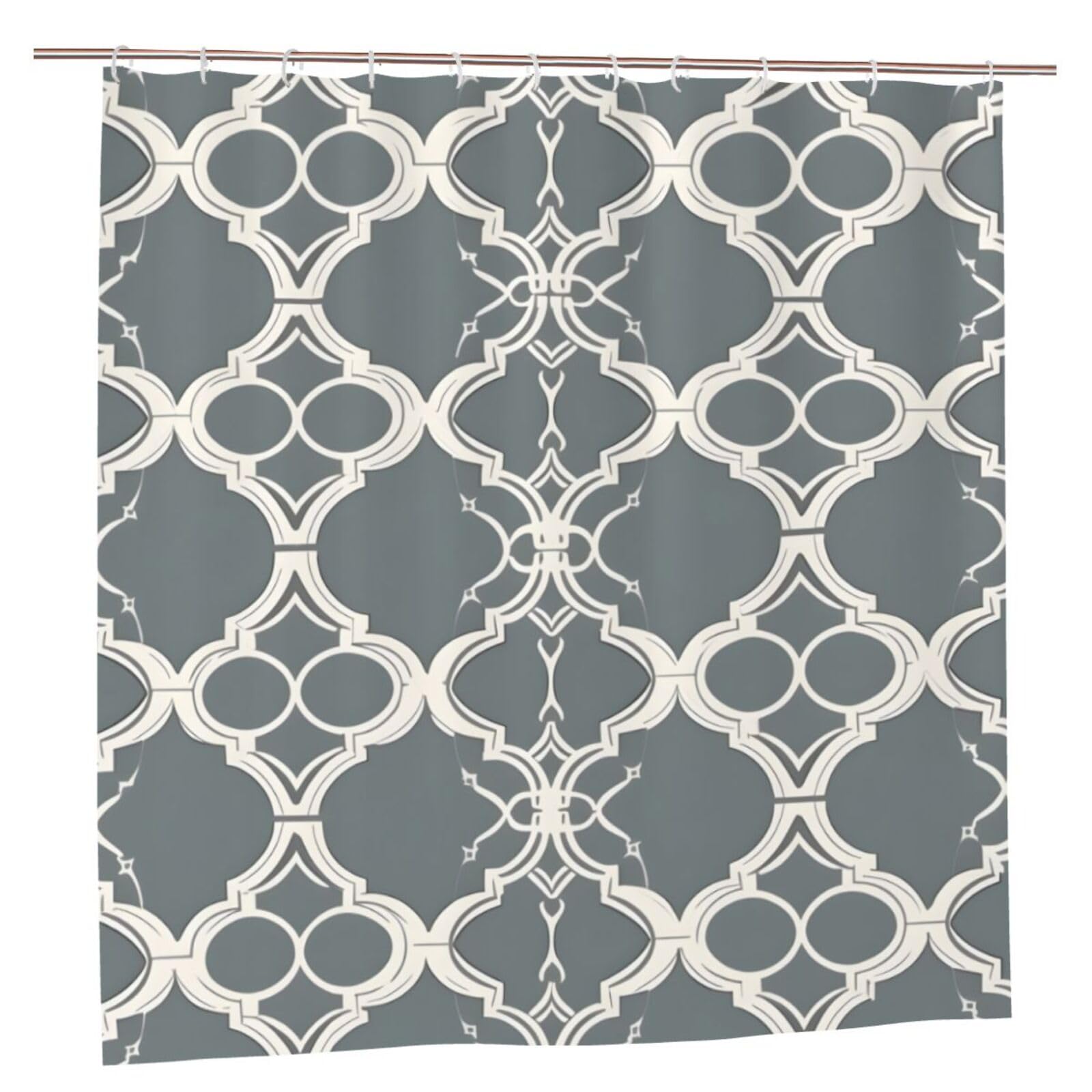 Rideau de douche imperméable gris Mexpekil 183x183 cm grand format tissu anti moisissure crochets
