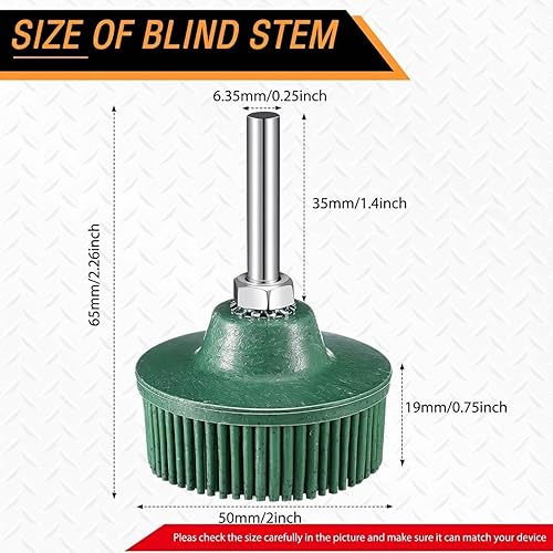 Miniatura 2 de Honoson 6 piezas de disco de cerdas de 2 pulgadas de grano de disco abrasivo disco de cerdas 50 # 80 # 120 # con accesorio de vástago de 1/4 de