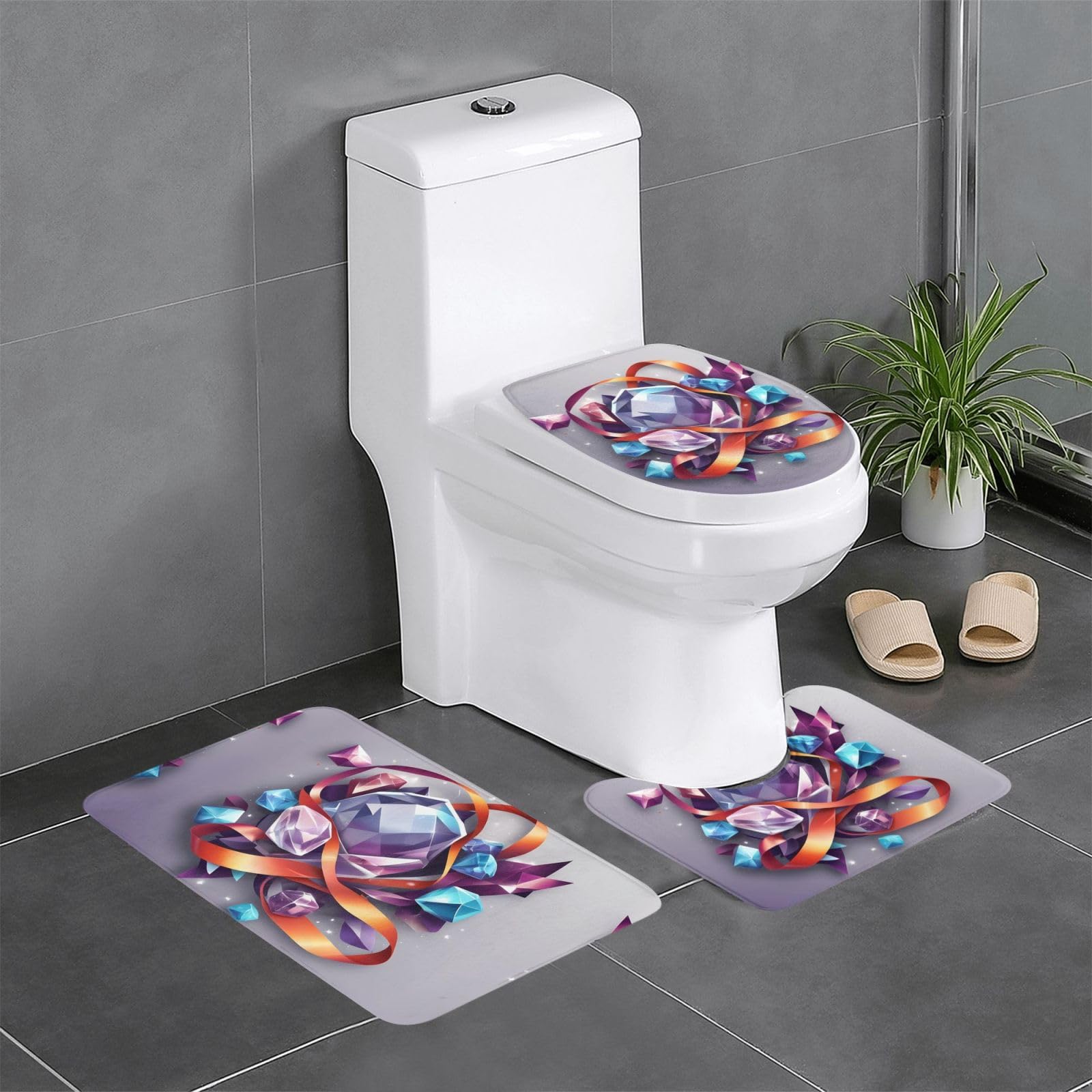 Tapis de salle de bain antidérapants YYHWHJDE 61x40,6 cm pour toilettes et lavabo faciles à laver