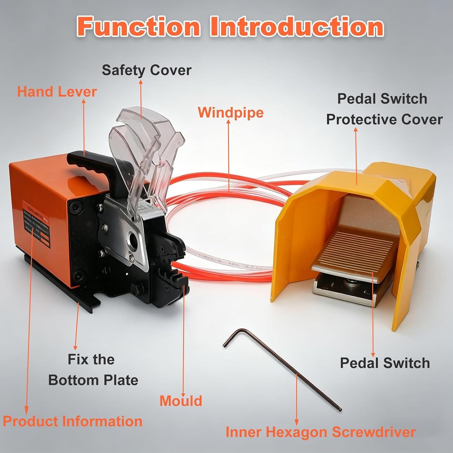Pince à sertir pneumatique 0,5-16 mm² avec matrices interchangeables connecteurs de fils