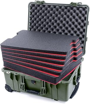 Pelican Protector 1560 Case by ColorCase - OD Green - Waterproof Case with Shadow Tool Foam Kit & Convoluted Lid Foam - OD Green Handles & Latches