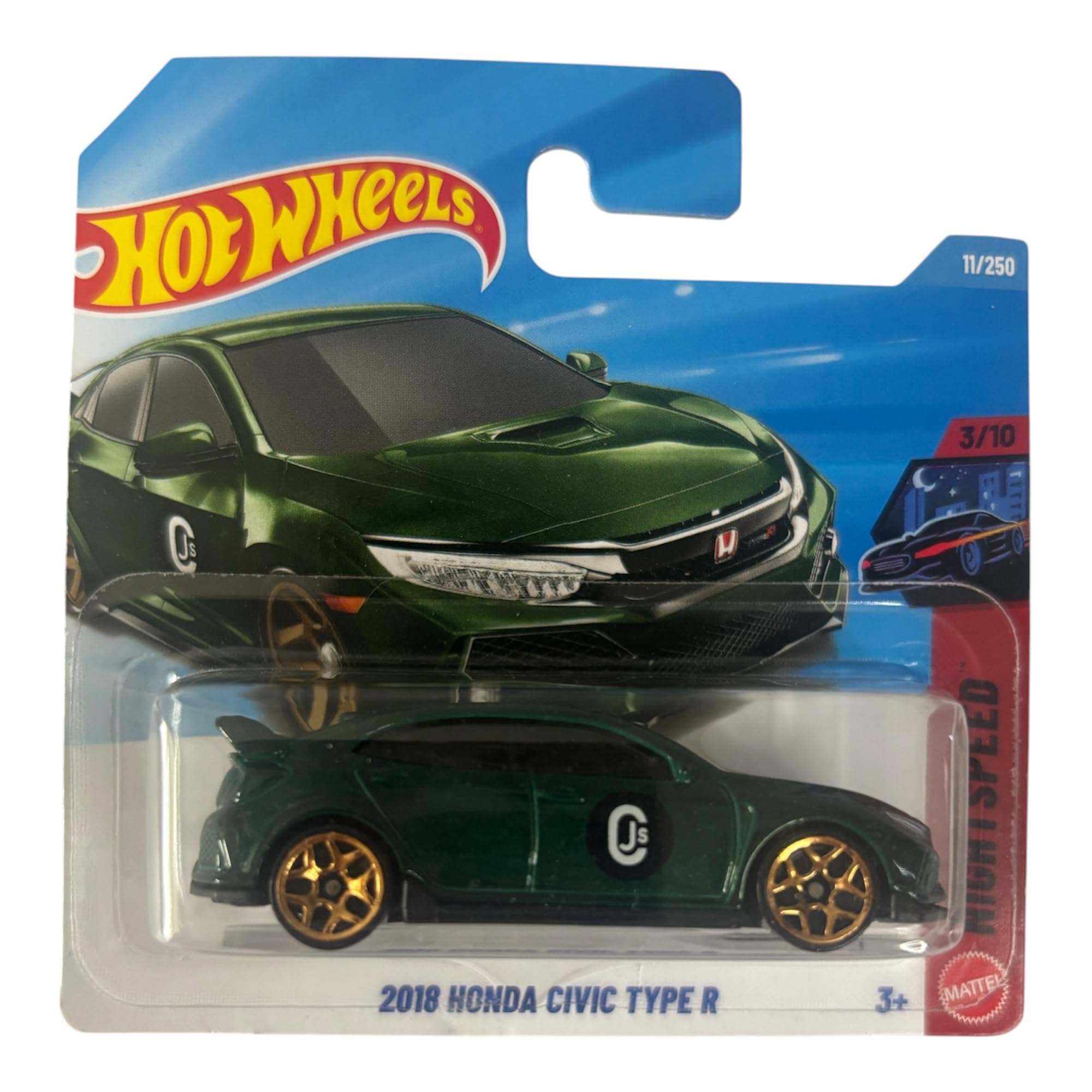 Hot Wheels 2018 Honda Civic Type R [Green] Night Speed 3/10, 11/250-1:64 Scale Diecast Toy Vehicle