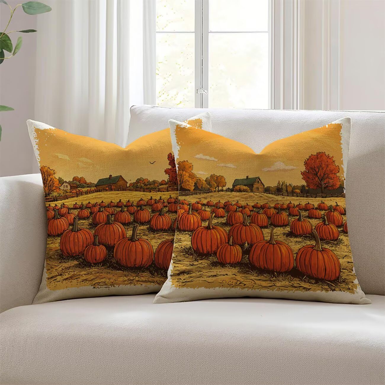 Coussins extérieurs imperméables 55x55 Halloween en Lin Résistant Lot de 2 Lejnlnng