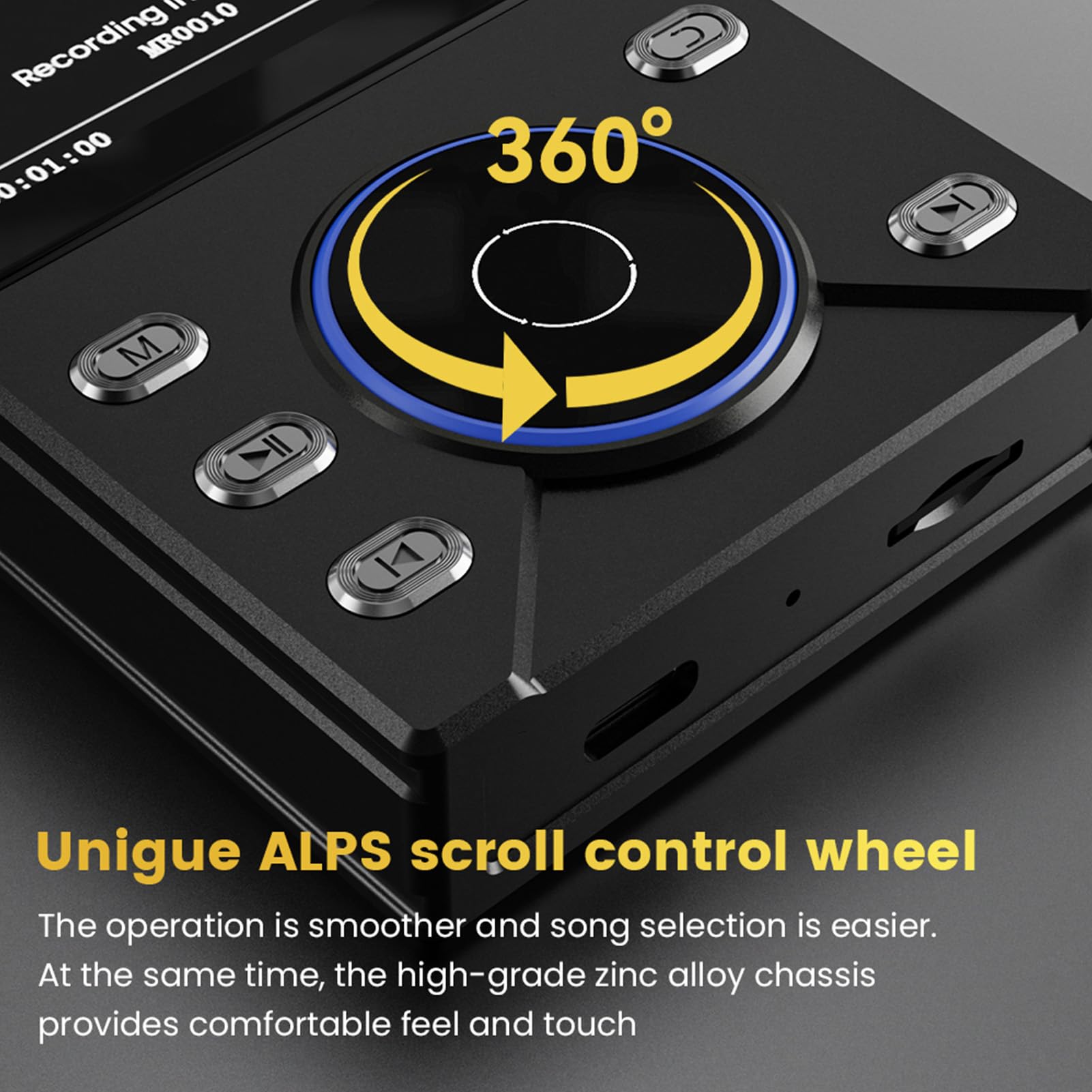 Lettore Musicale HiFi Lossless con Bluetooth, Schermo TFT da 2,4", Controllo Volume Tramite Rotella ALPS, Lettore MP3 HiFi Portatile, 16 GB Interni e 256 GB Espandibili (BLACK)