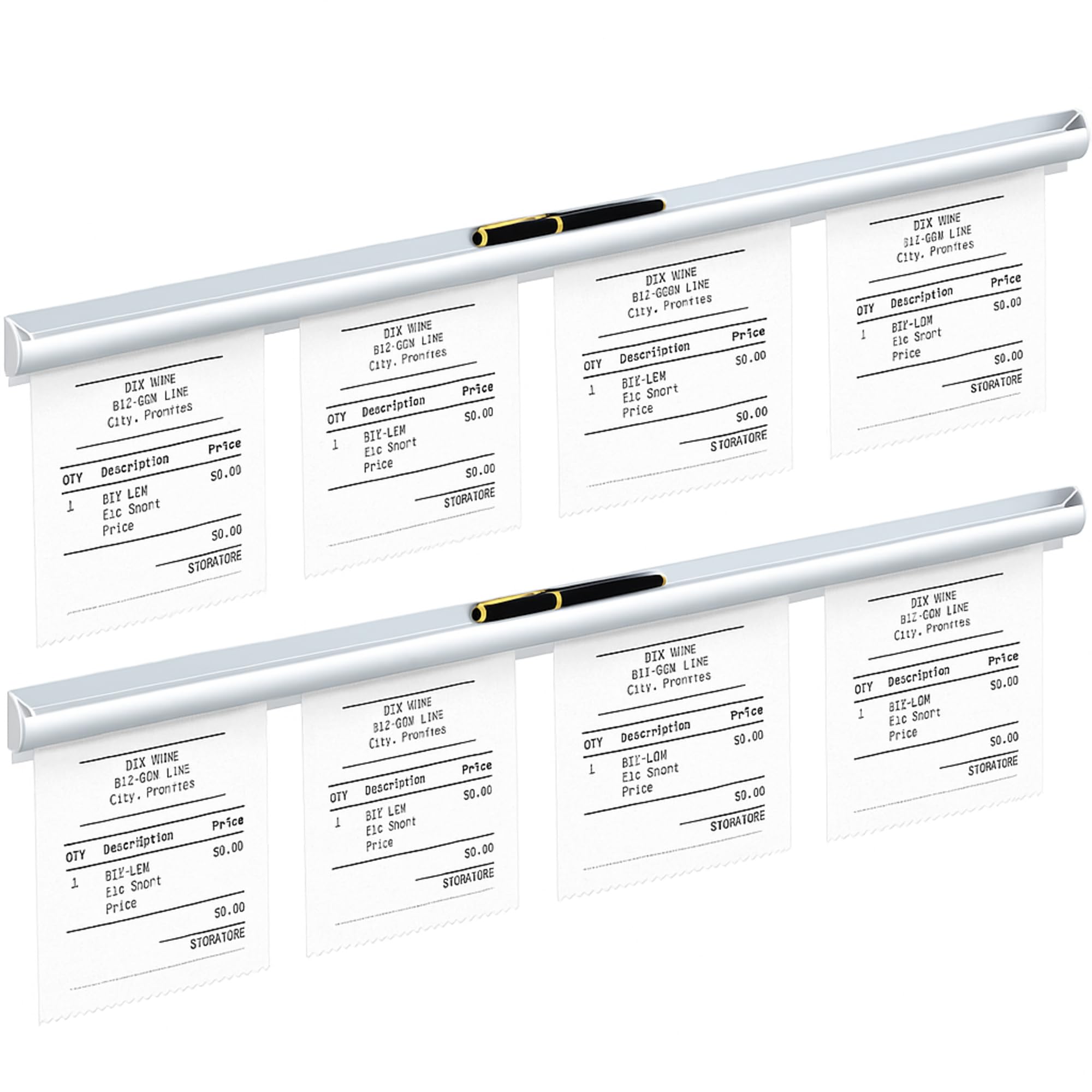 Henoyso 2pcs Restaurant Ticket Holder Slide Receipt Rack, 30 Inch, Pen Slot