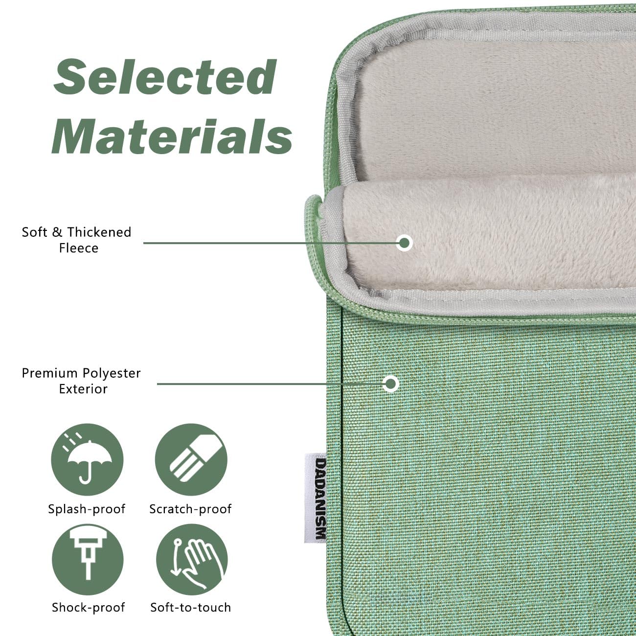 Dadanism 6-7 Cal Custodia Protettiva Sacchetto per Kindle Paperwhite 7", Kindle Colorsoft Signature Edition, Kindle 11ª Gen 6", Kobo Clara BW 6", Kindle Oasis, Verde Matcha
