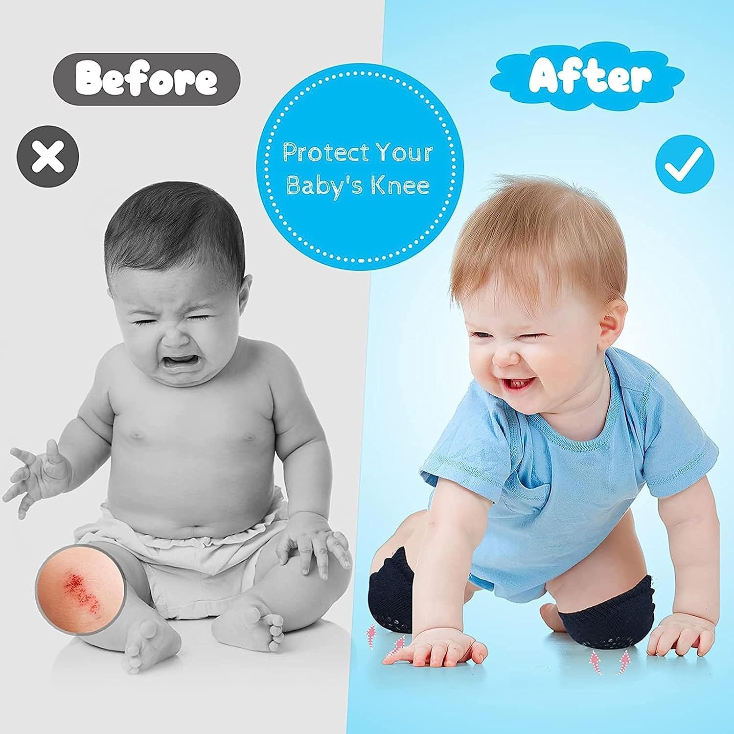 COTSON ;lasting wear in every pair Baby Knee & Elbow Pads β 3 Pairs Crawling Protector Cushions, Soft Safety Pads & Leg Warmers for Infants & Toddlers (Multicolor) 2