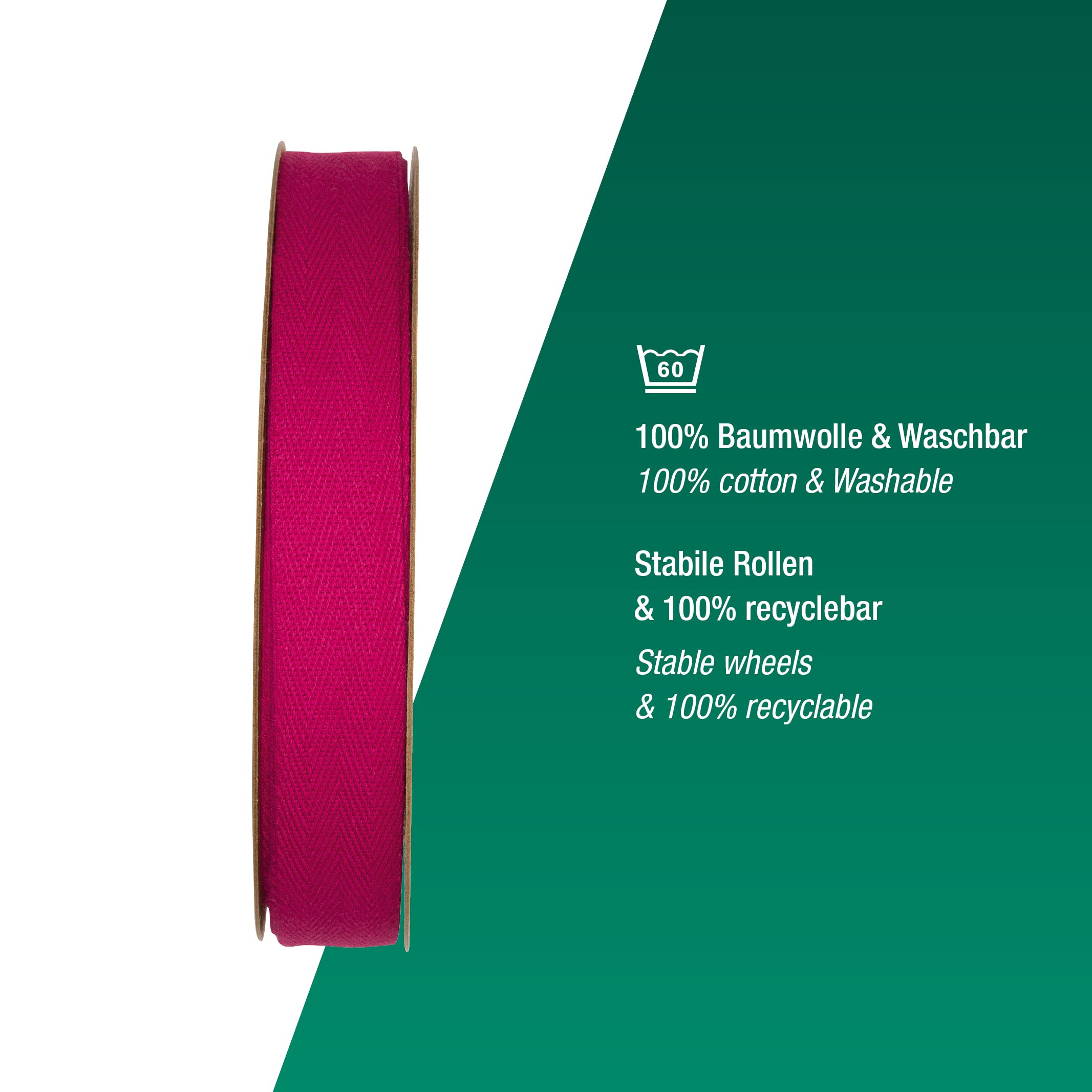 Halbach Seidenbender 100% Cotton Ribbon, 20mm x 20m, Pink, DIY Craft, Suitable for all Occasions - Image 4