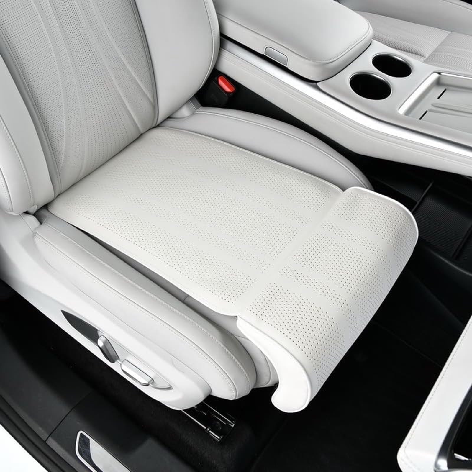 Motario Car Seat Extender Leg Support Cushion for Ligier JS50 2000-2026 2027, Memory Foam Under-Thigh Support Comfort Leg Rest Pads,B/White