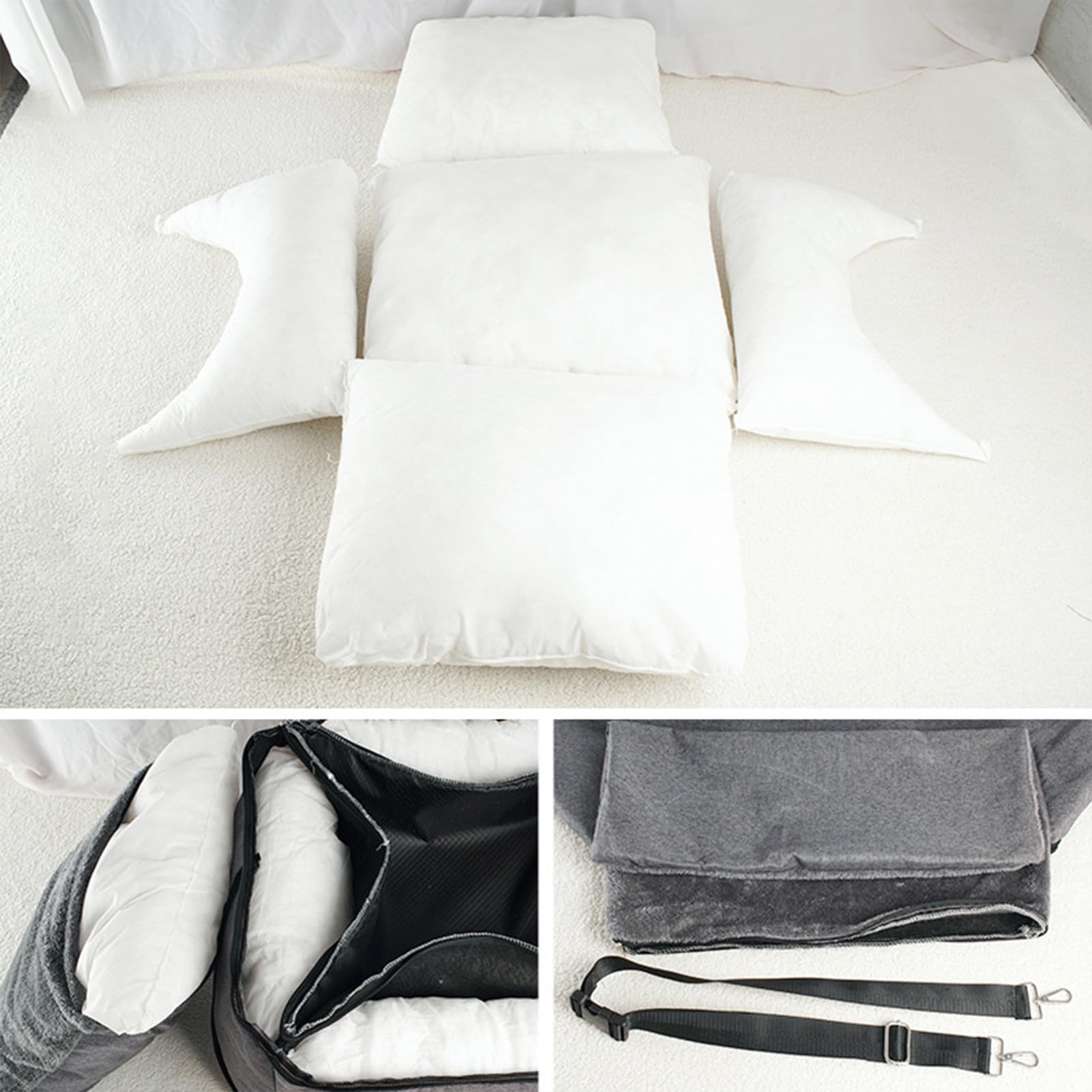 Asiento lavable para perros pequeños y pequeños, asiento de coche para perros pequeños/medianos, asiento para perros con cinturón de seguridad estable y bolsa de almacenamiento (gris claro)