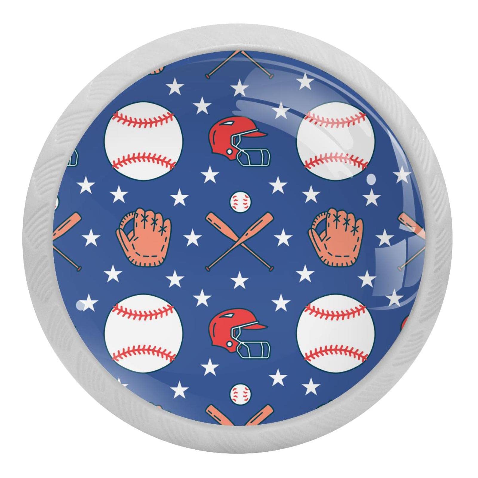 Poignées rondes de baseball de 35 mm : lot de 4 boutons de meuble en verre de haute qualité
