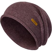 100% Merino Wool Slouchy Beanie Hat, Women Warm Winter Caps Soft, Ladies Breathable & Cozy Stretchy Knitted Skull Cap