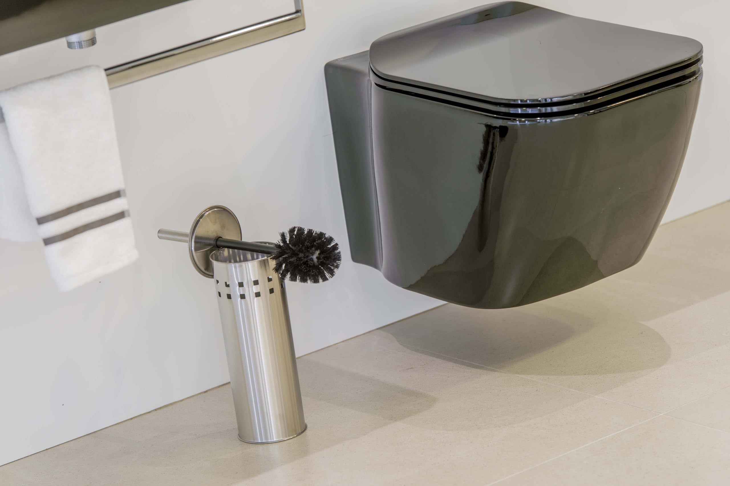 JVD - Le Balai Brosse WC avec Support Mural INOX 304 Brillant Design Premium pour sanitaires Professionnels. - Matériel Professionnel