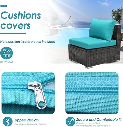 Miniatura 5 de RADIATA 14 fundas de cojín de repuesto para sofá al aire libre para muebles de patio, fundas de cojines para respaldo (azul claro, 662)