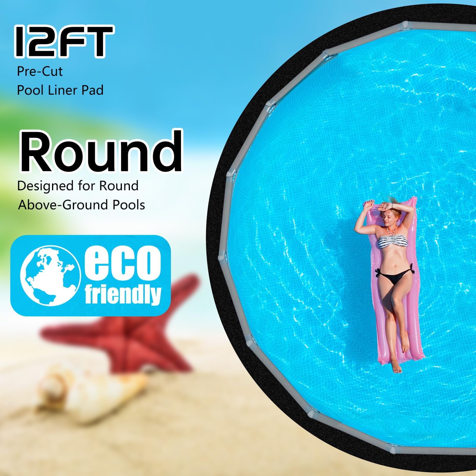 Svepndic Tapis de piscine rond de 3,7 m pour piscine hors sol, tapis de sol pour piscine hors sol, rembourrage de sol de piscine, équipement de piscine
