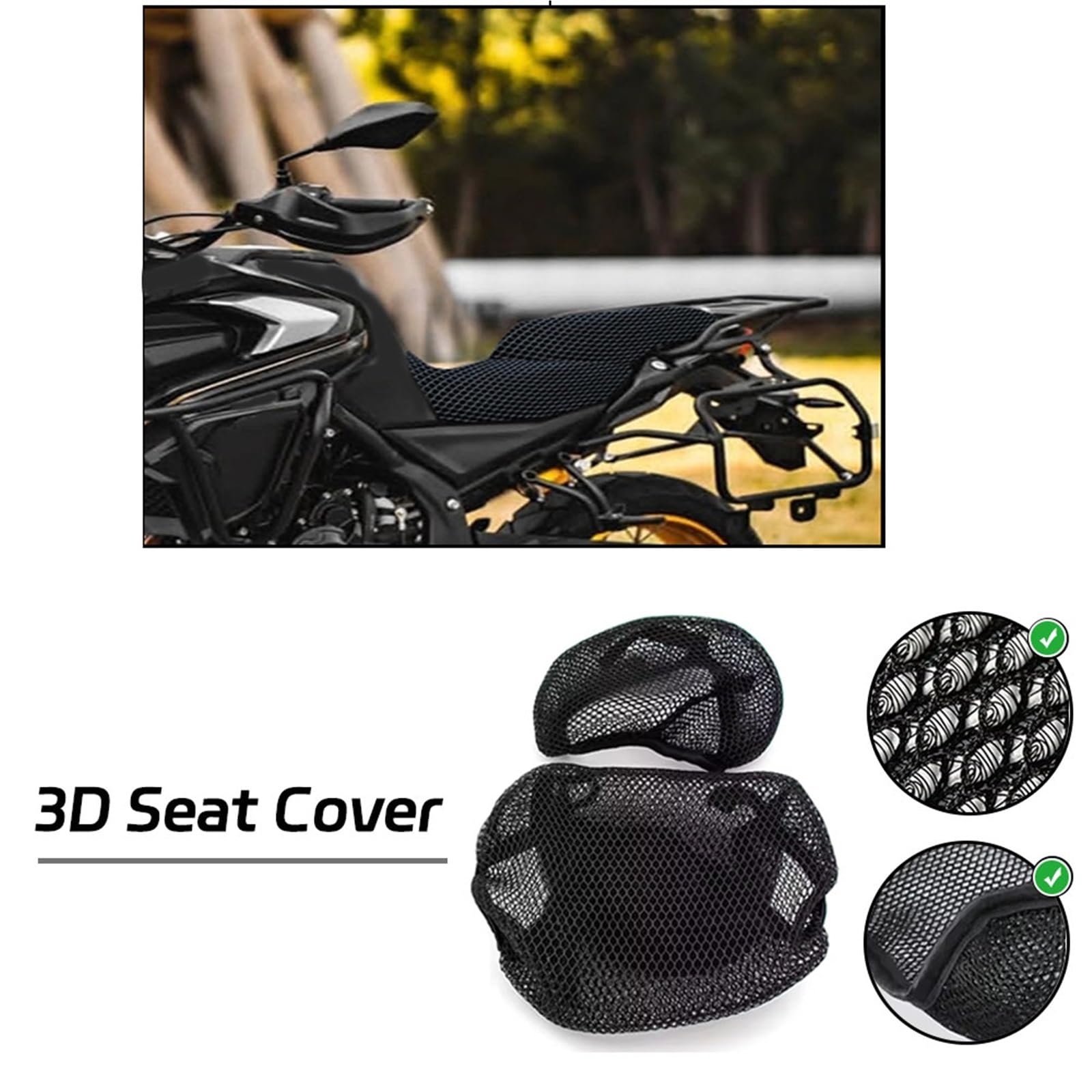 Per Loncin Per Valico DS625X Moto 3D Flusso D'aria A Nido D'ape Maglia Copertura Di Sede Nylon Isolamento Termico Cuscino Antiscivolo