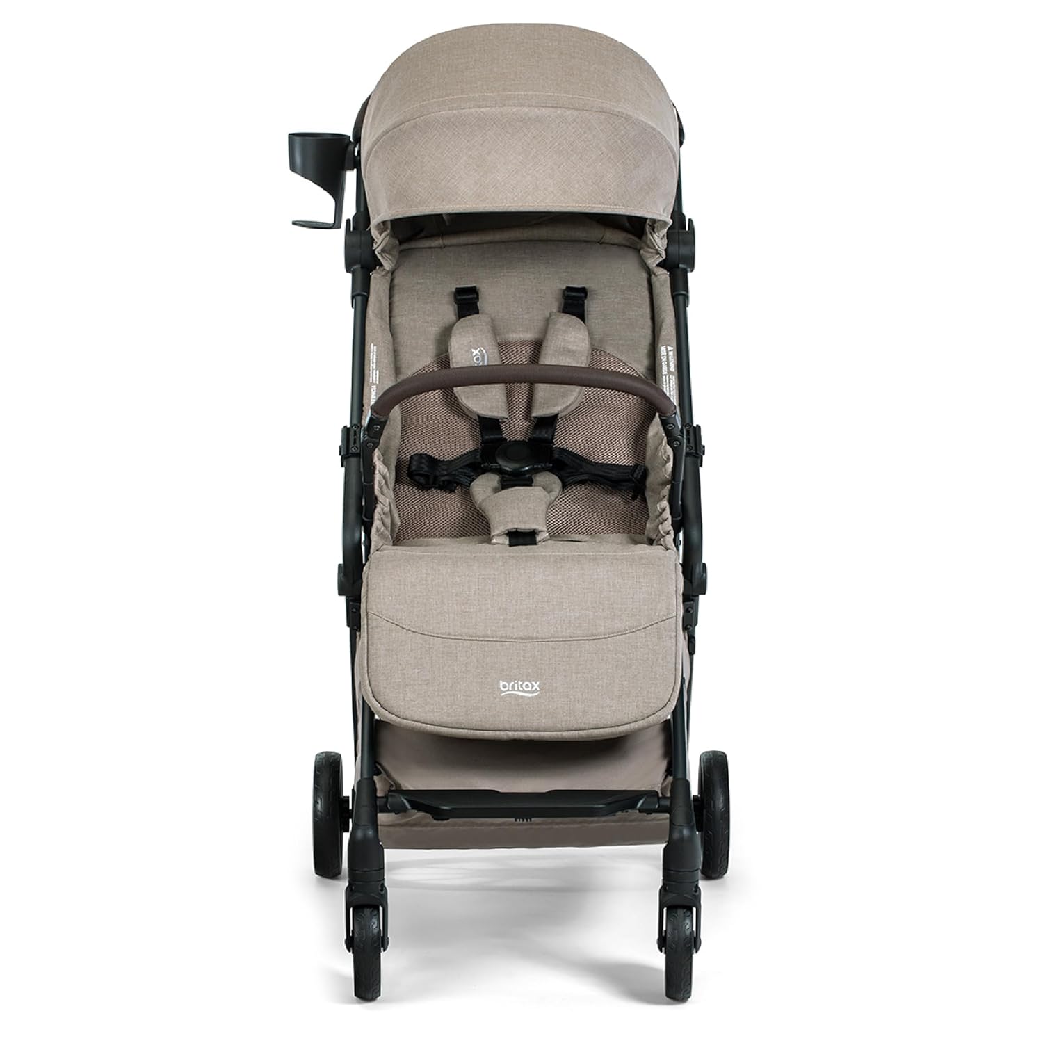 Britax Juniper+ Compact Stroller, Portable & Lightweight On-The-Go Stroller with Fastpack & One-Hand RapidFold, Infant Car Seat Compatible, Built-in Carry Strap, Ventilating Fabrics — Teak