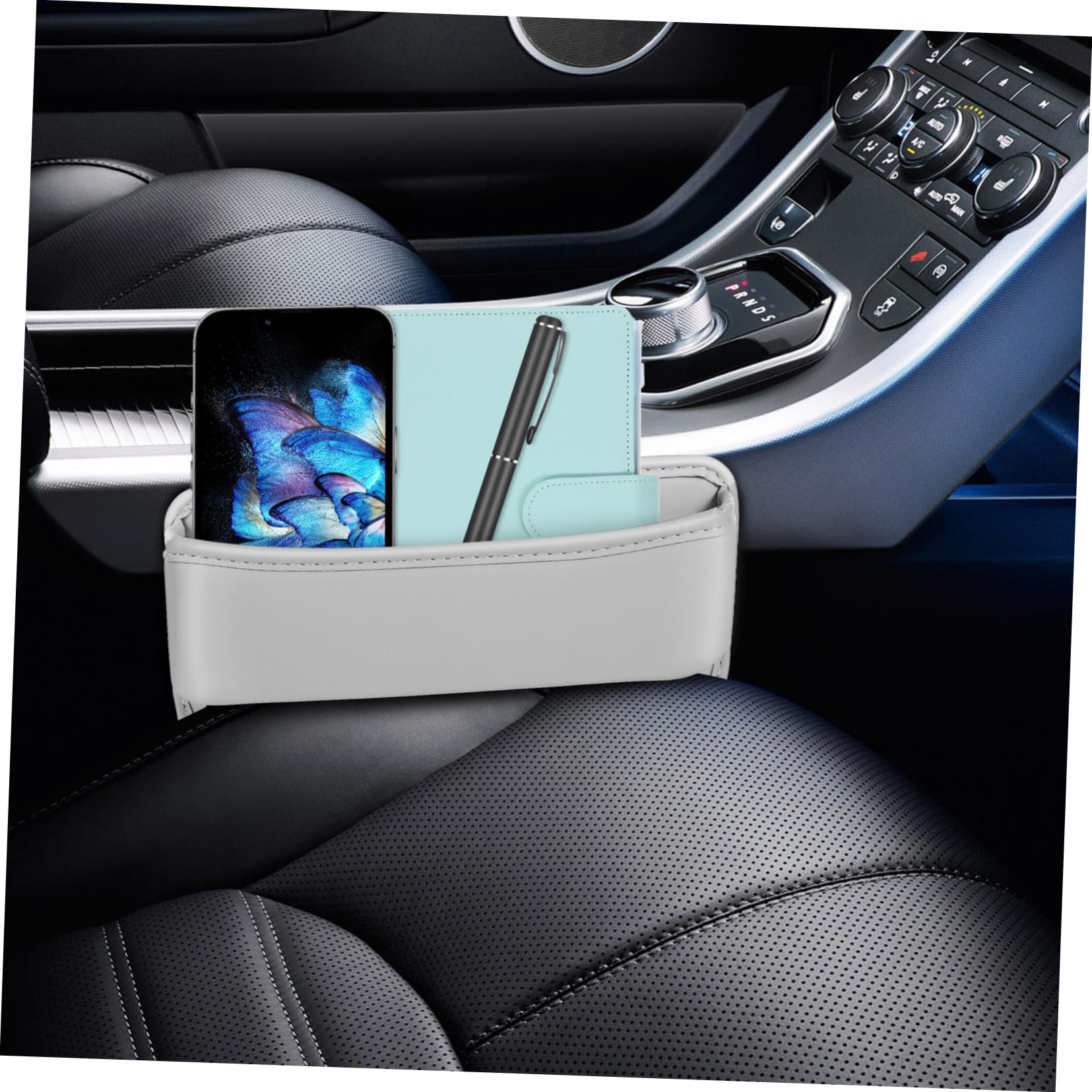 Ciieeo Caja para Asiento de Coche 2 Uds de Cuero, Organizador Práctico