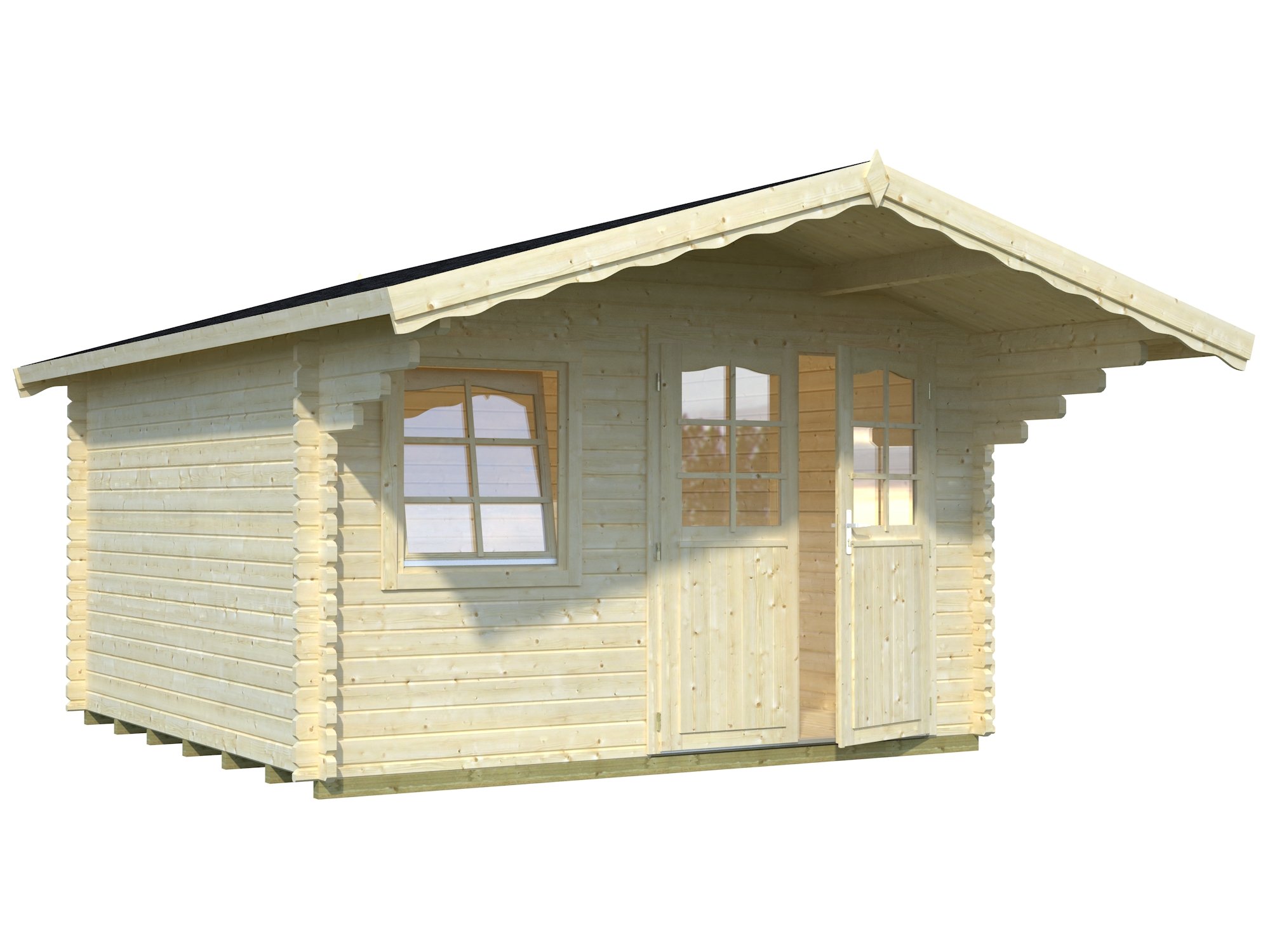 Palmako Blockbohlenhaus Sally 12,3 44 mm natur Isolierglas