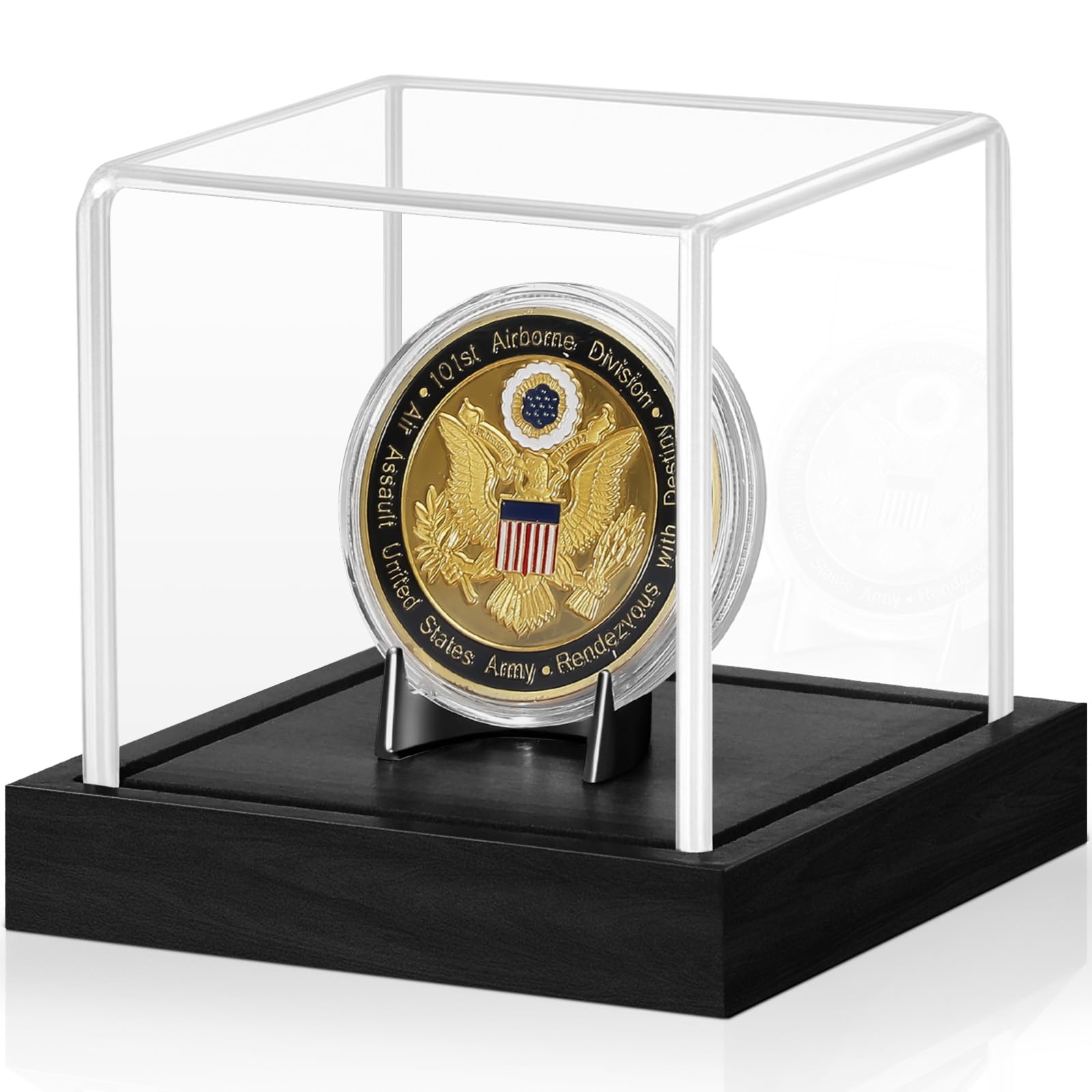 Coin Display Case with Wood Base