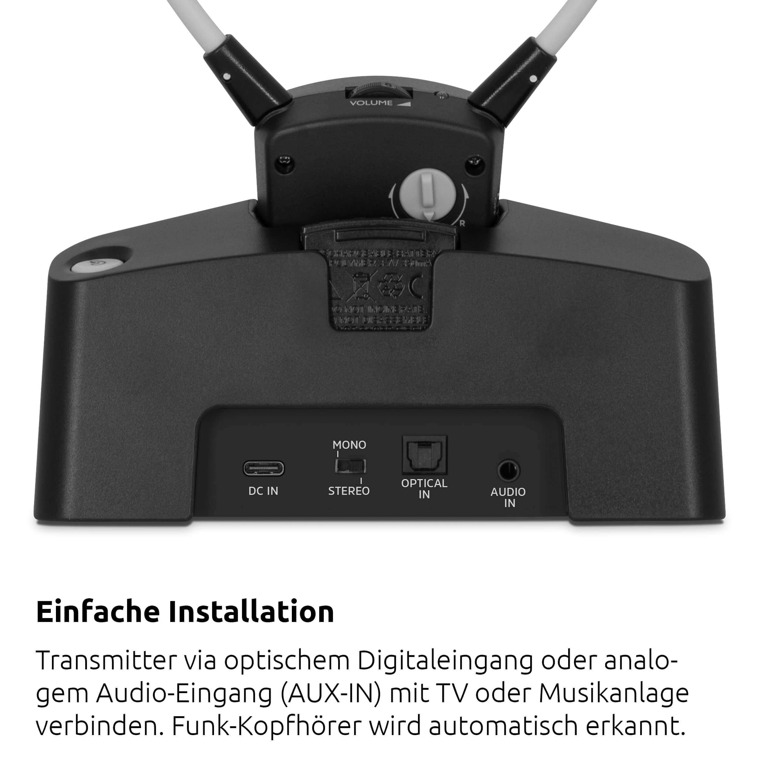 TechniSat STEREOMAN ISI 3 - kabelloser Stereo-Funkkopfhörer | für Fernseher und Musikanlagen mit Dockingstation, schwarz