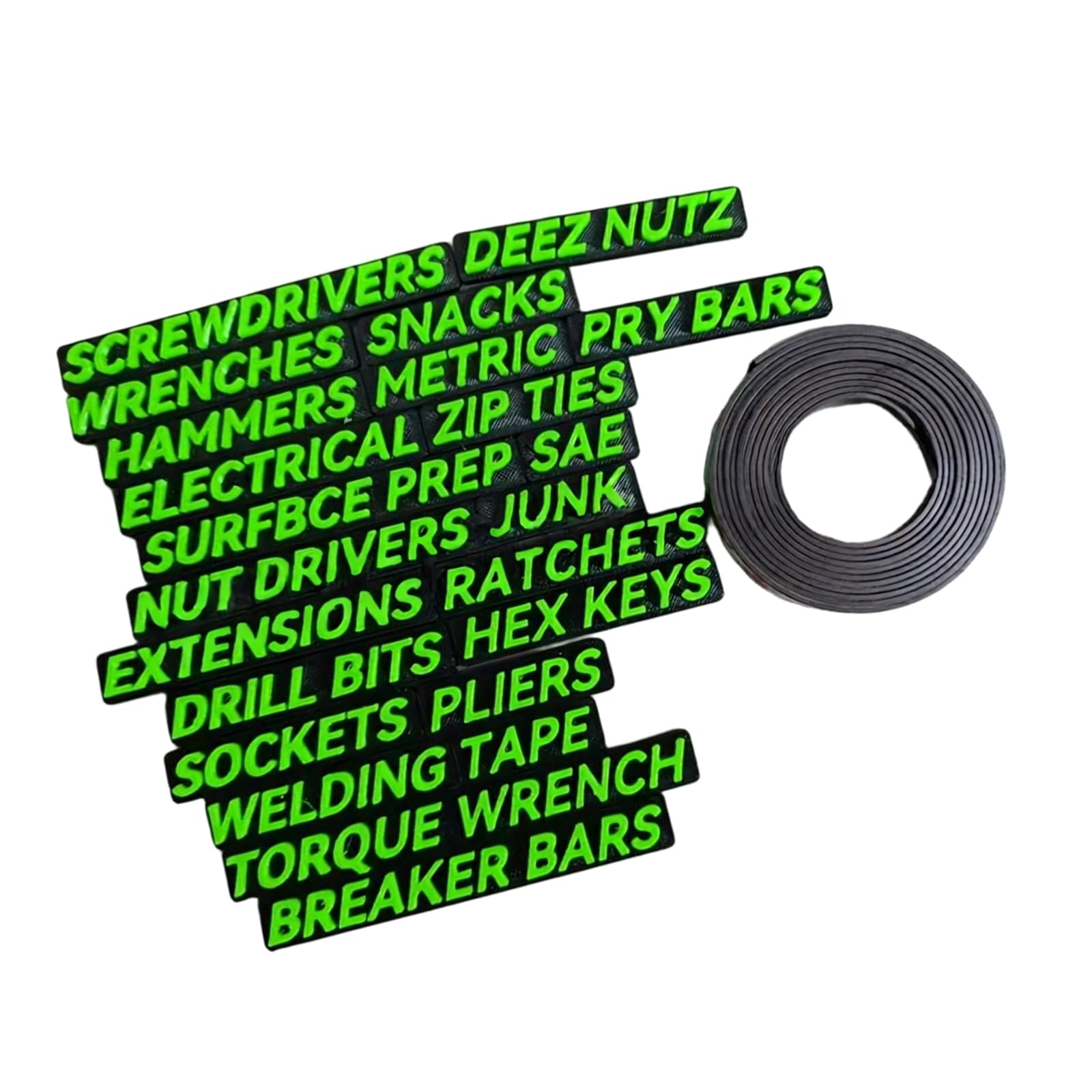 Fazvncv Green Toolbox Drawer Labels 3D Printed Raised Text Tags For Garage Tool Chest Organization And Workshop Storage Needs Toolbox Drawer Tags Garage Organization Wrench Socket Screwdriver Pliers Labels Tool