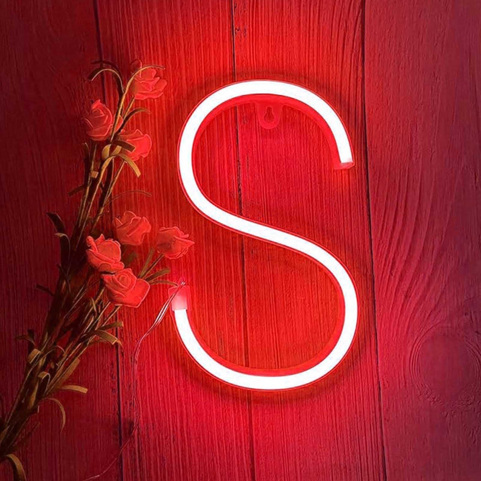 Red LED Neon Sign for Man Cave & Gaming Room Portable USB Battery Design for Easy Hanging Creates Retro Ambiance in Offices or Restaurants（Letters S） — image 1