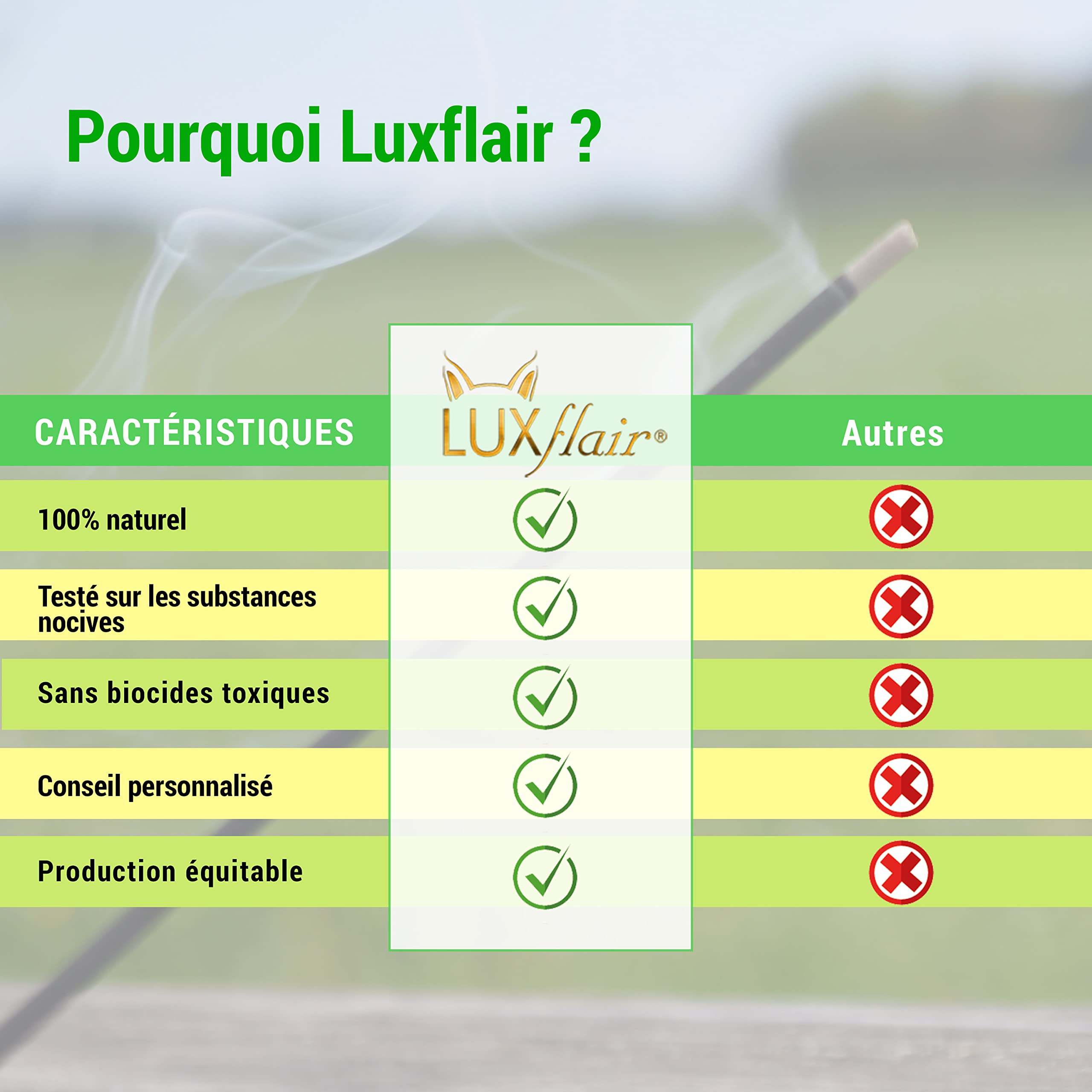 Luxflair XXL Bâtonnets d'encens géants Citronnelle Set de 3 20 pièces pour Jardin BBQ Camping