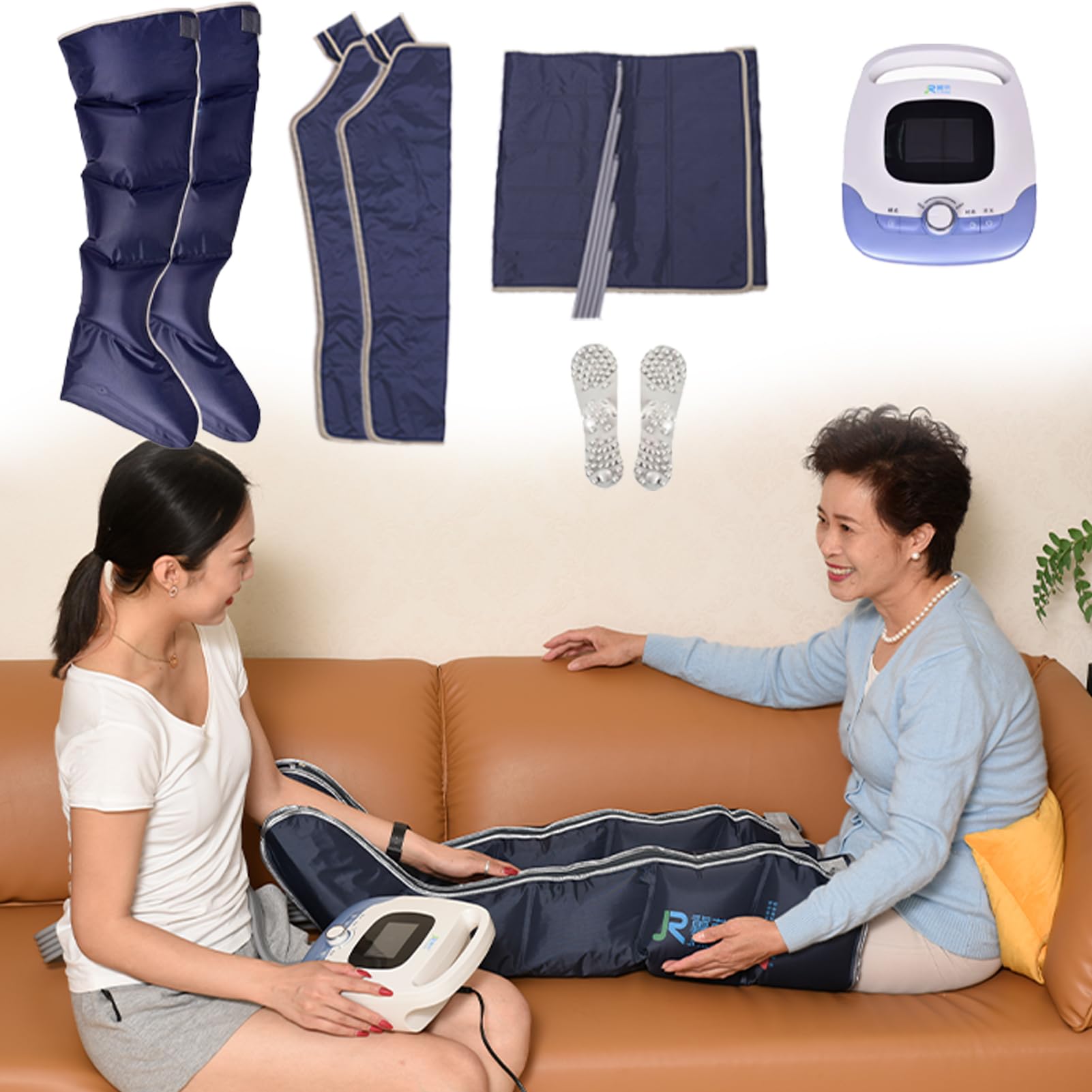 Ganzkörper-Entspannungsgerät für Taille, Arme und Beine mit Heizfunktion, 5-Kammer-Lymphdrainage-Beinmassagegerät, elektrische Druckmassage für die Beine, zur Lymphdrainage, einstellbarer Druck (