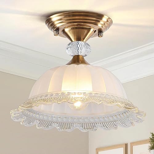 Miniatura 10 de Lámparas colgantes de cristal pequeñas vintage para isla de cocina de 10.6 pulgadas, lámpara de techo colgante ajustable de latón dorado para