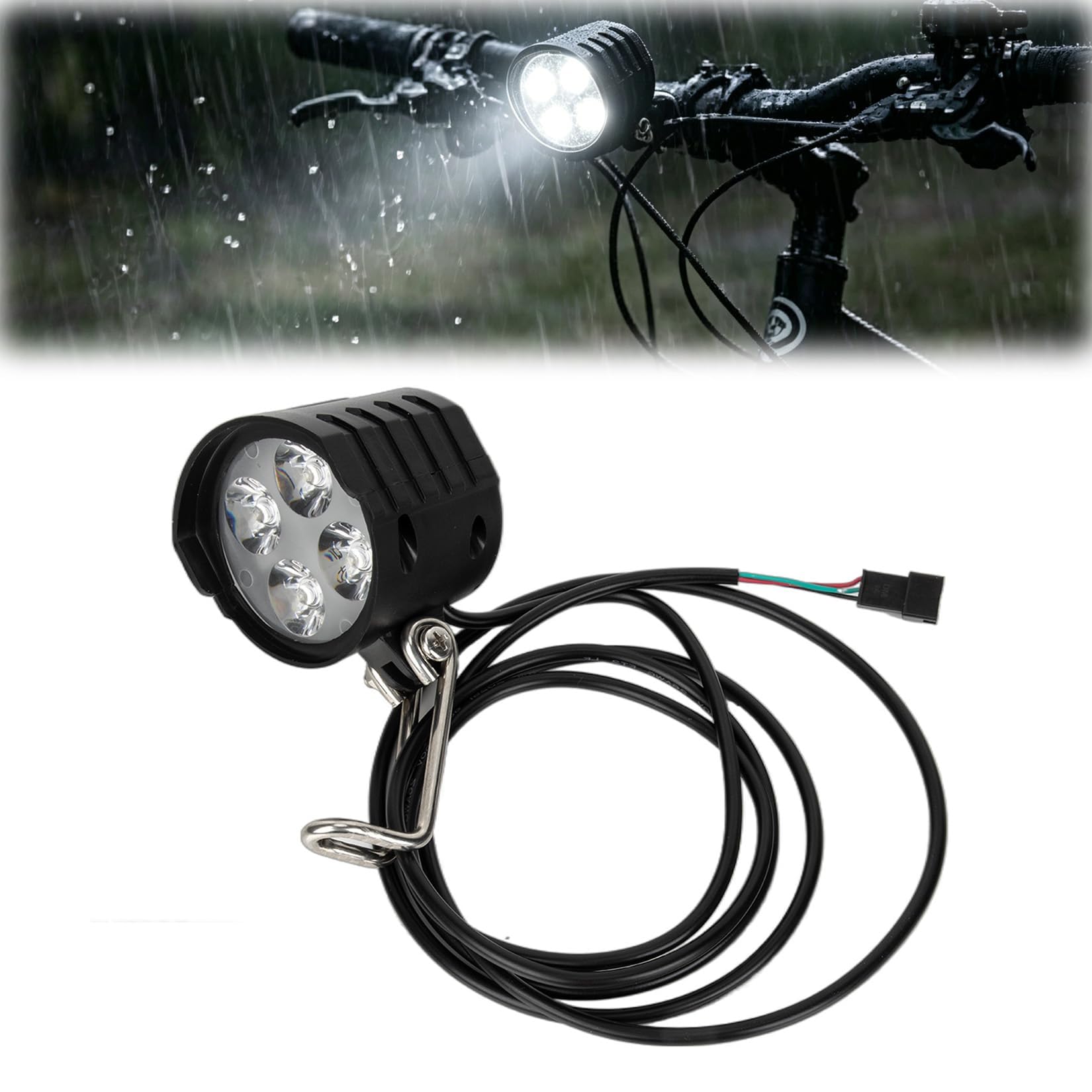 PSLER 3 Pin Ebike Headlight with Horn, 36V 48V 72V for Ridstar Tuttio Yomza